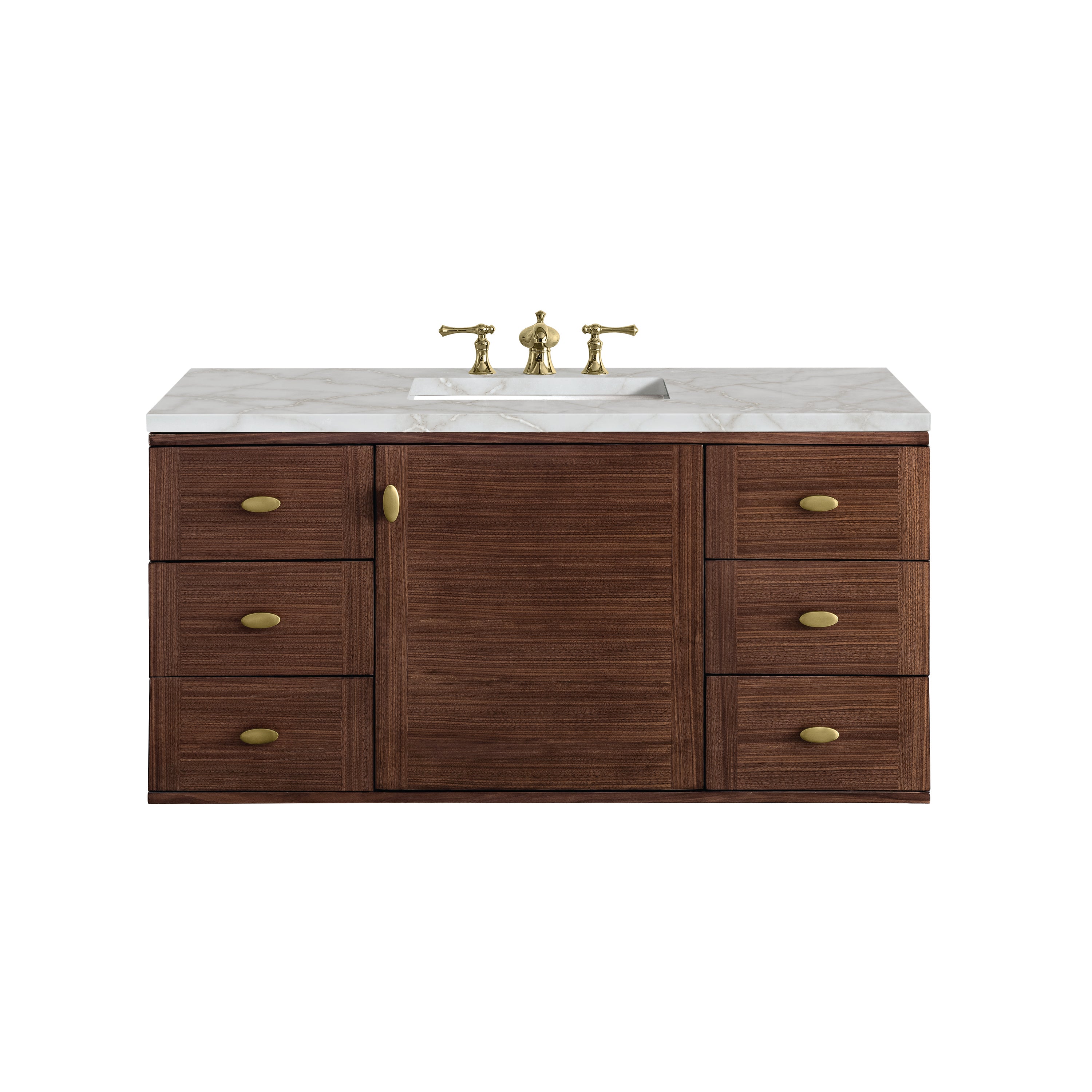 James Martin Amberly 48" Single Vanity in Mid-Century Walnut with 3cm Countertop and FreePower Wireless Charger