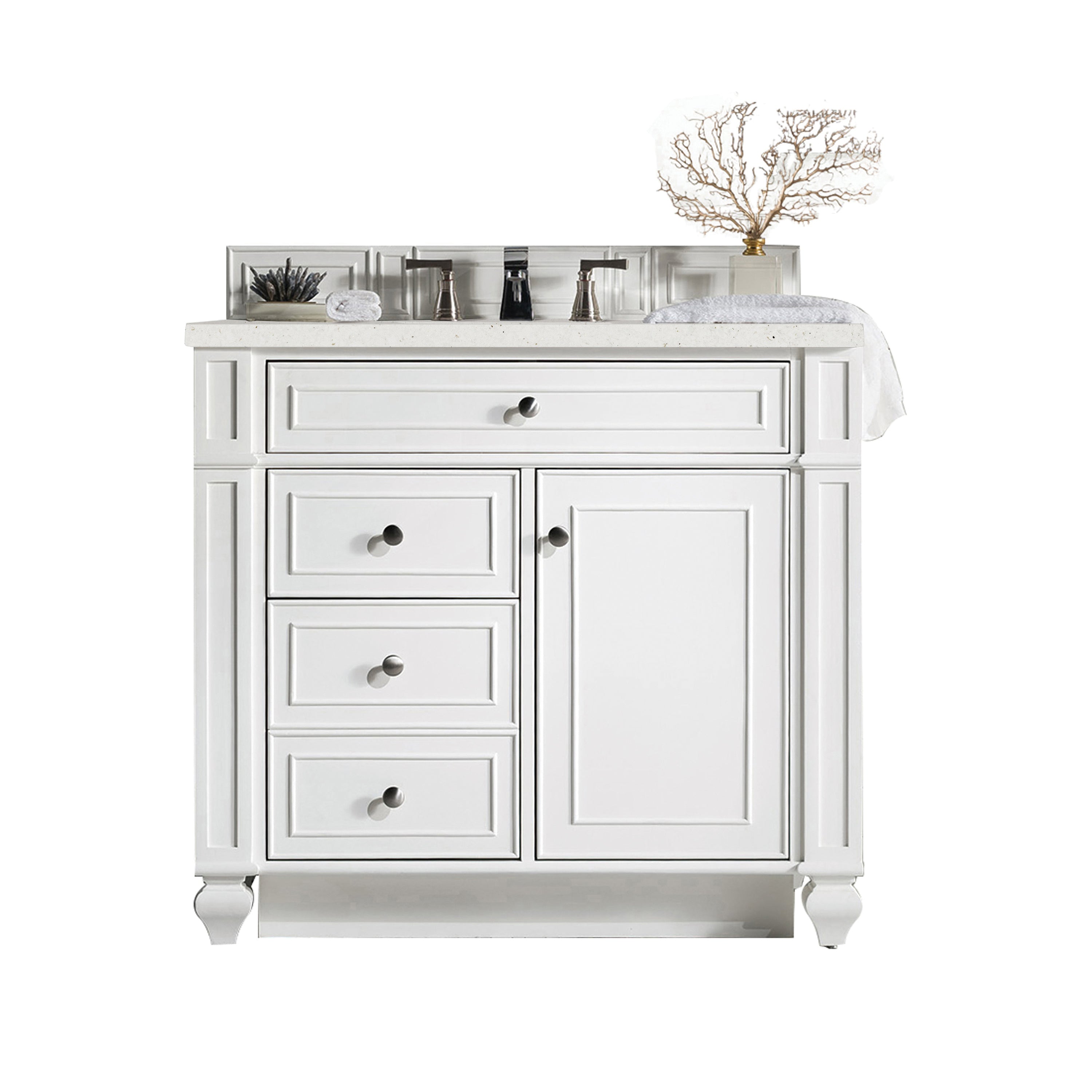 James Martin Bristol 36" Single Vanity in Bright White with 3cm Countertop