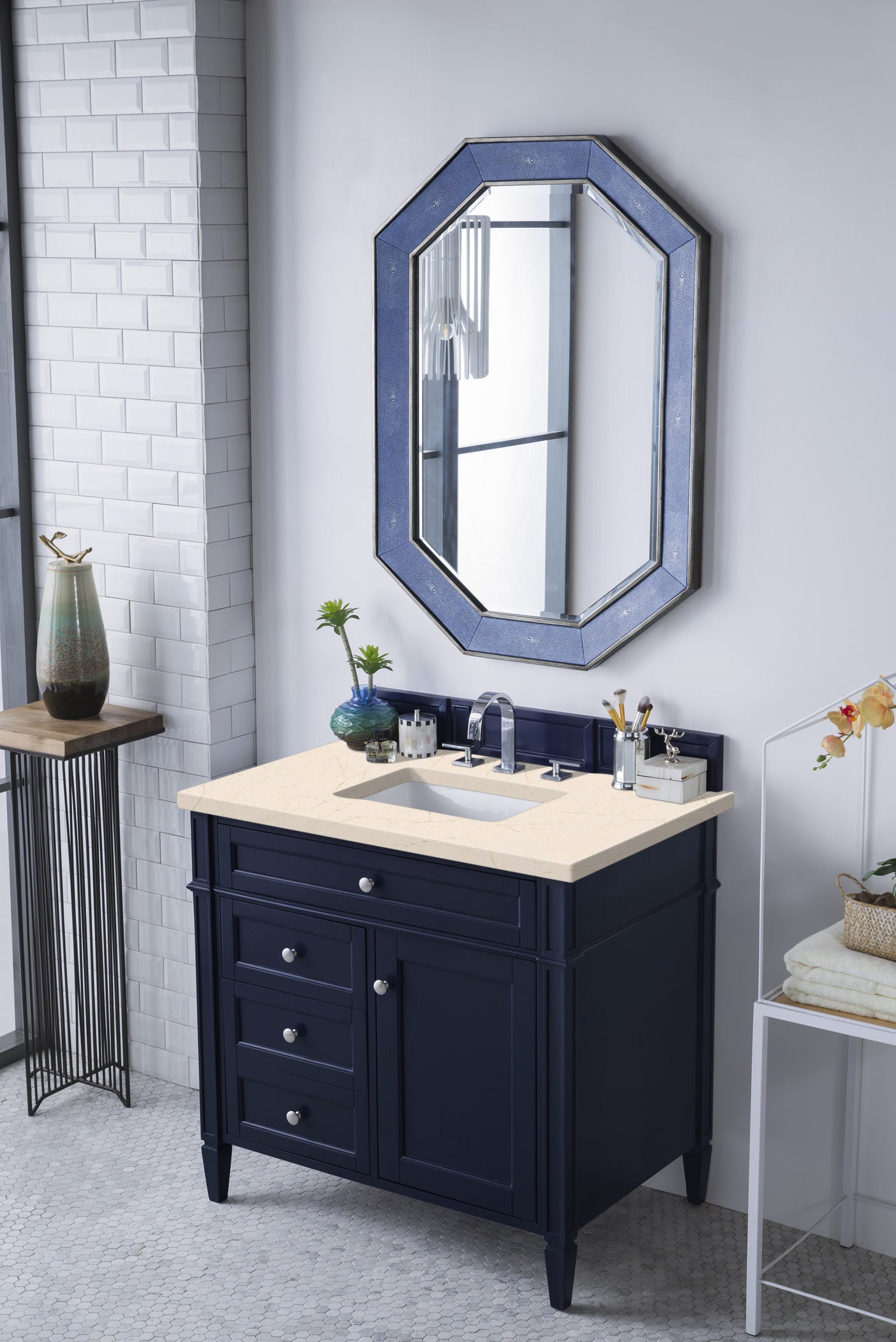James Martin Brittany 36" Single Vanity in Victory Bleu with 3cm Countertop