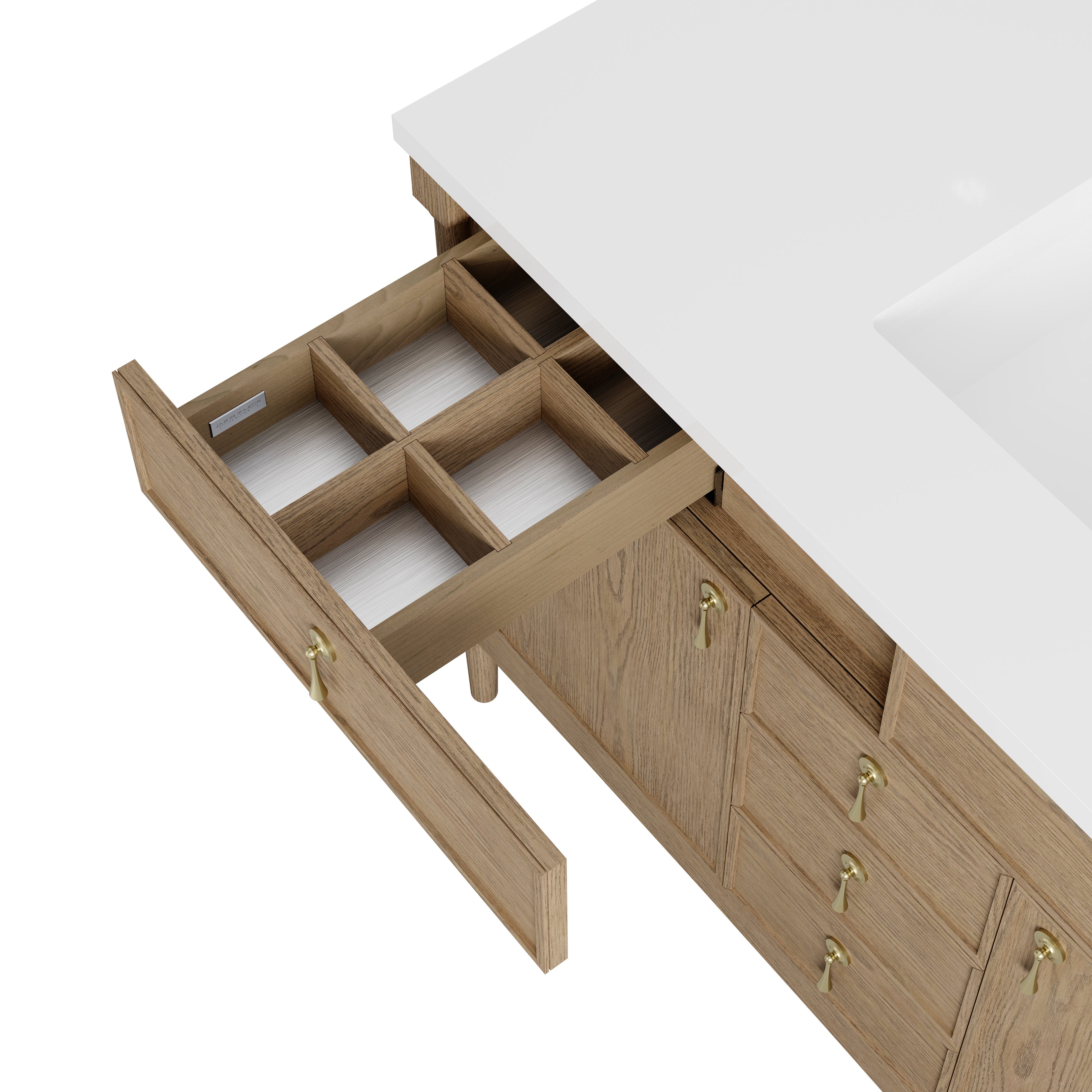 James Martin Kinnsden 48" Single Vanity in Weathered Oak with 3cm Countertop and FreePower Wireless Charger