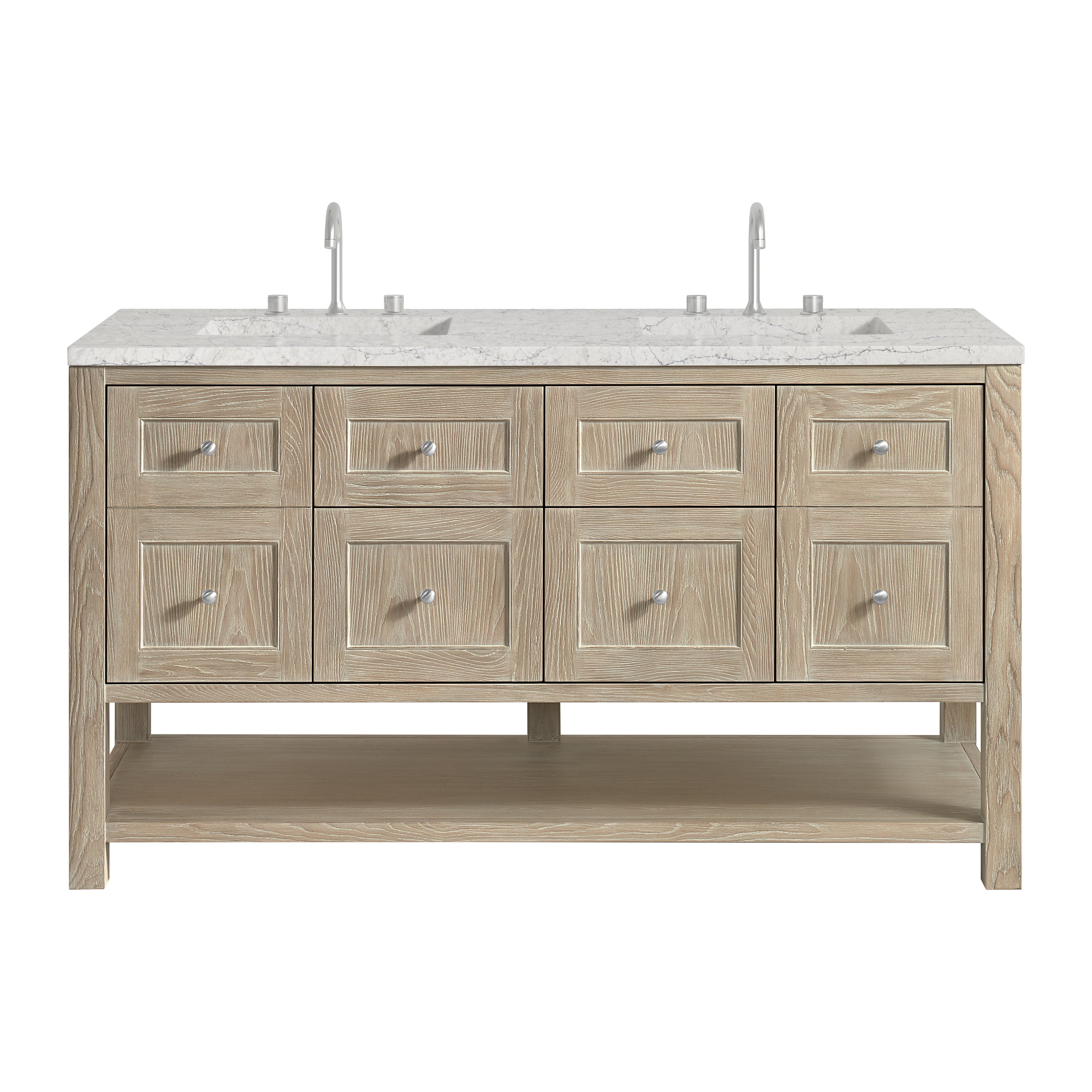 James Martin Breckenridge 60" Double Vanity in Whitewashed Oak with 3cm Countertop