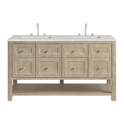 James Martin Breckenridge 60" Double Vanity in Whitewashed Oak with 3cm Countertop and FreePower Wireless Charger