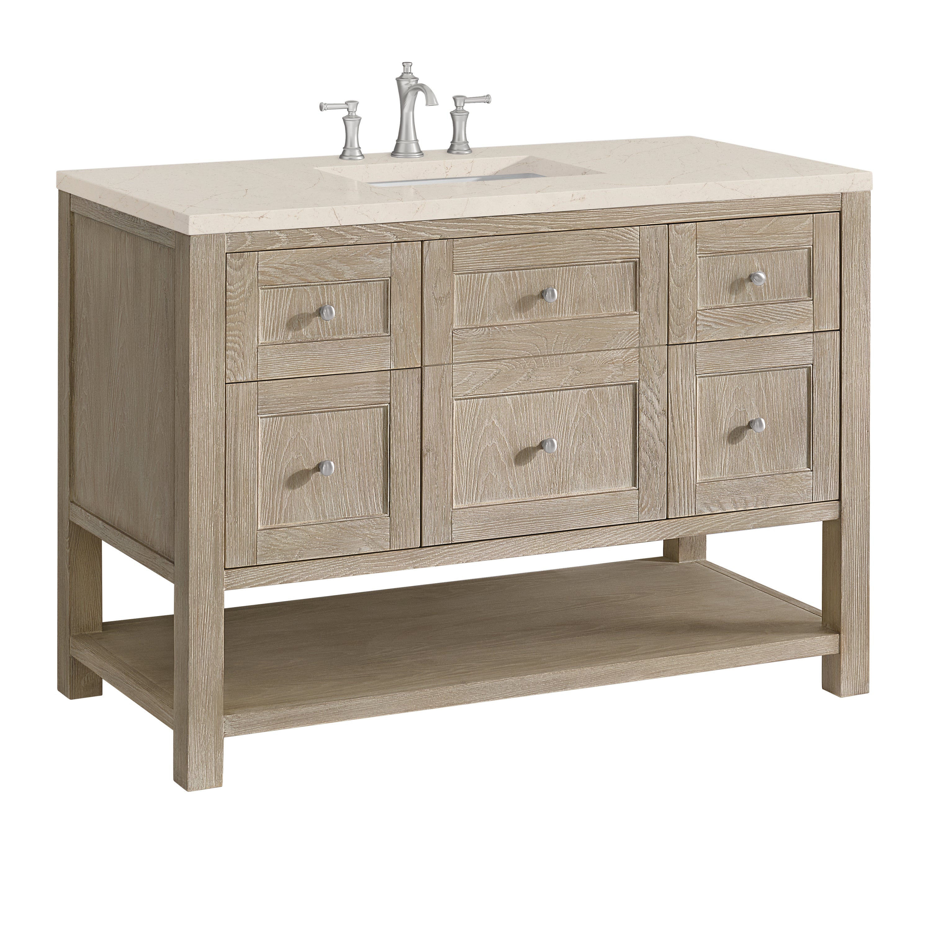 James Martin Breckenridge 48" Single Vanity in Whitewashed Oak with 3cm Countertop