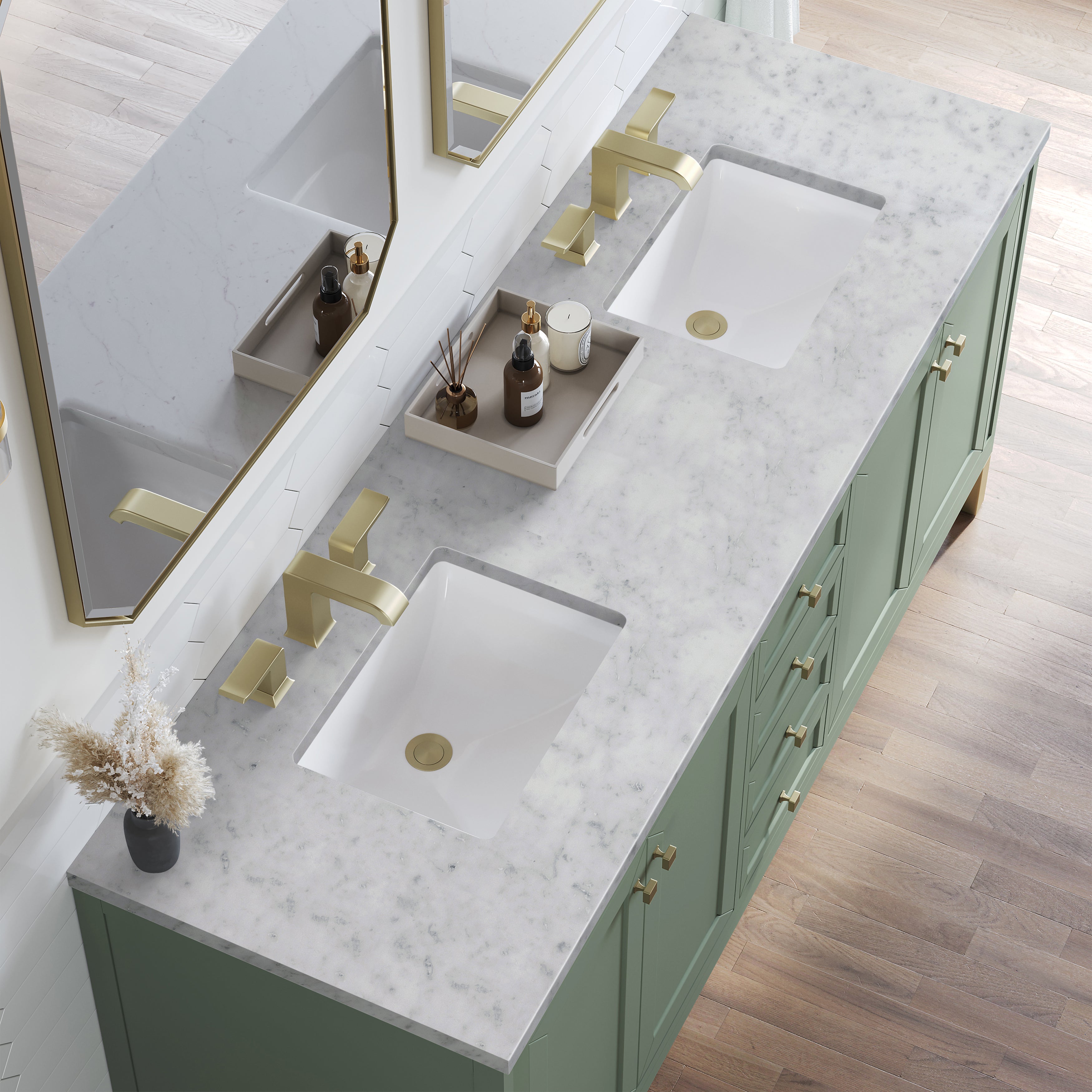 James Martin Chicago 72" Double Vanity in Smokey Celadon with 3cm Countertop