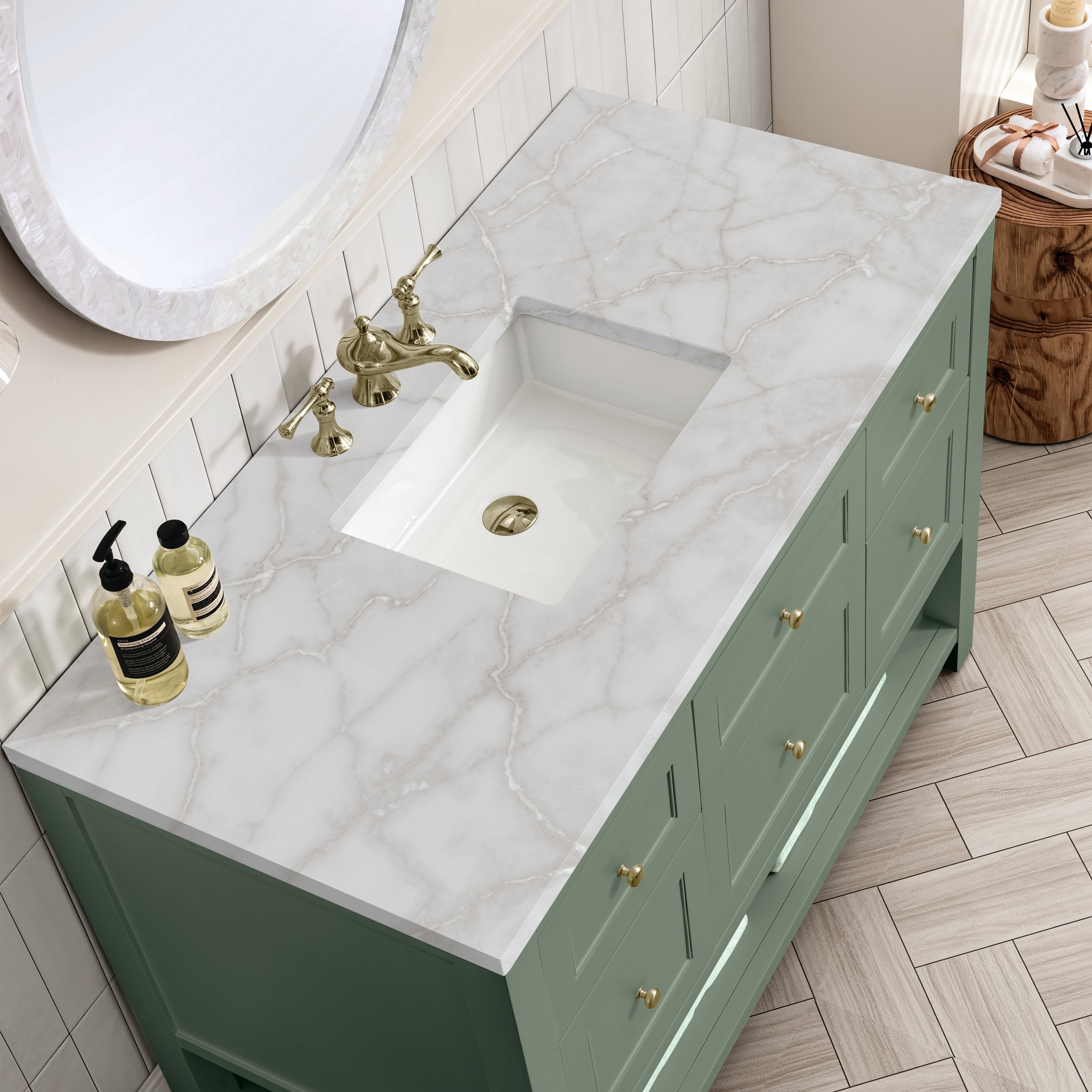 James Martin Breckenridge 48" Single Vanity in Smokey Celadon with 3cm Countertop