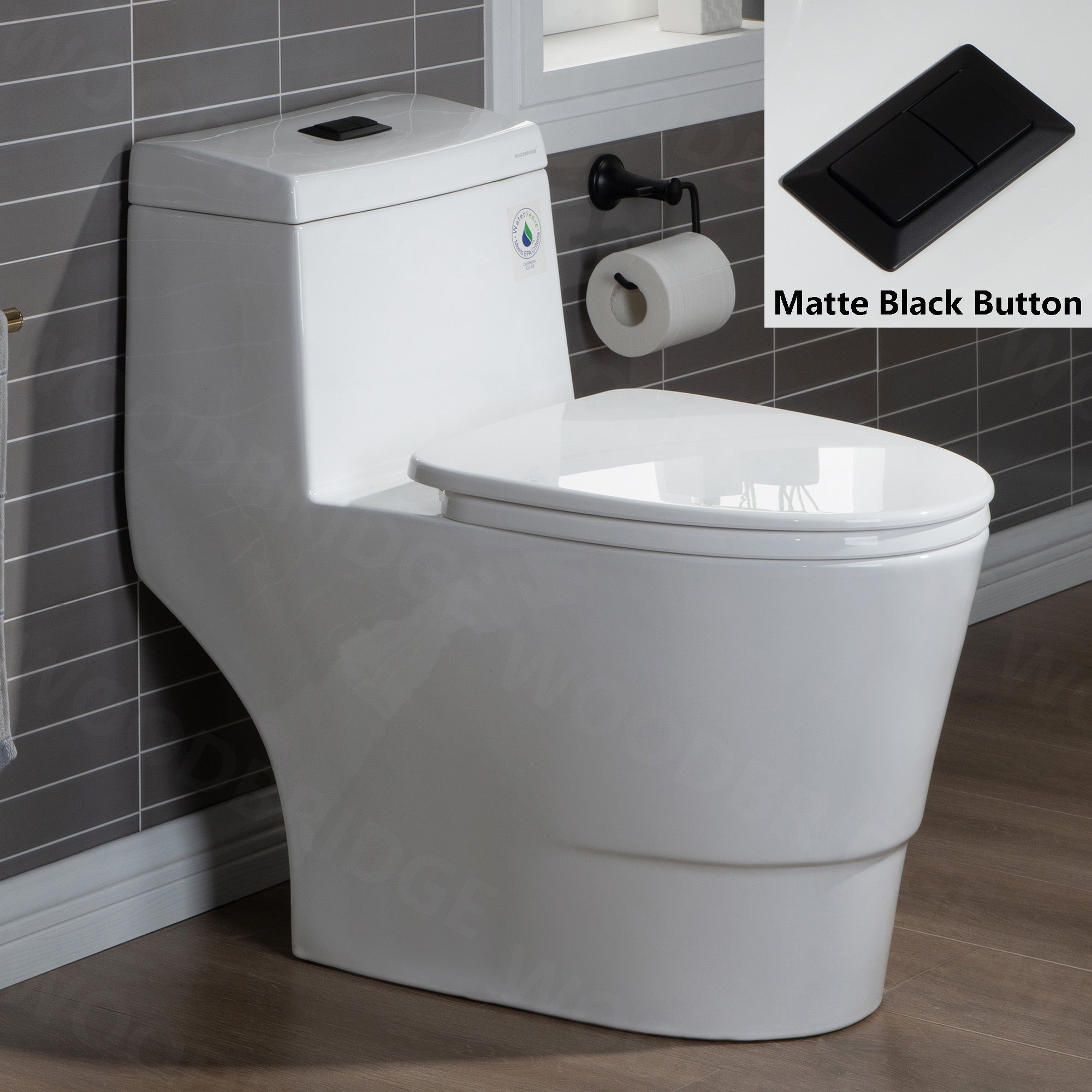 WOODBRIDGE One Piece Toilet with Soft Closing Seat, Chair Height, 1.28 GPF Dual, Water Sensed, 1000 Gram MaP Flushing Score Toilet