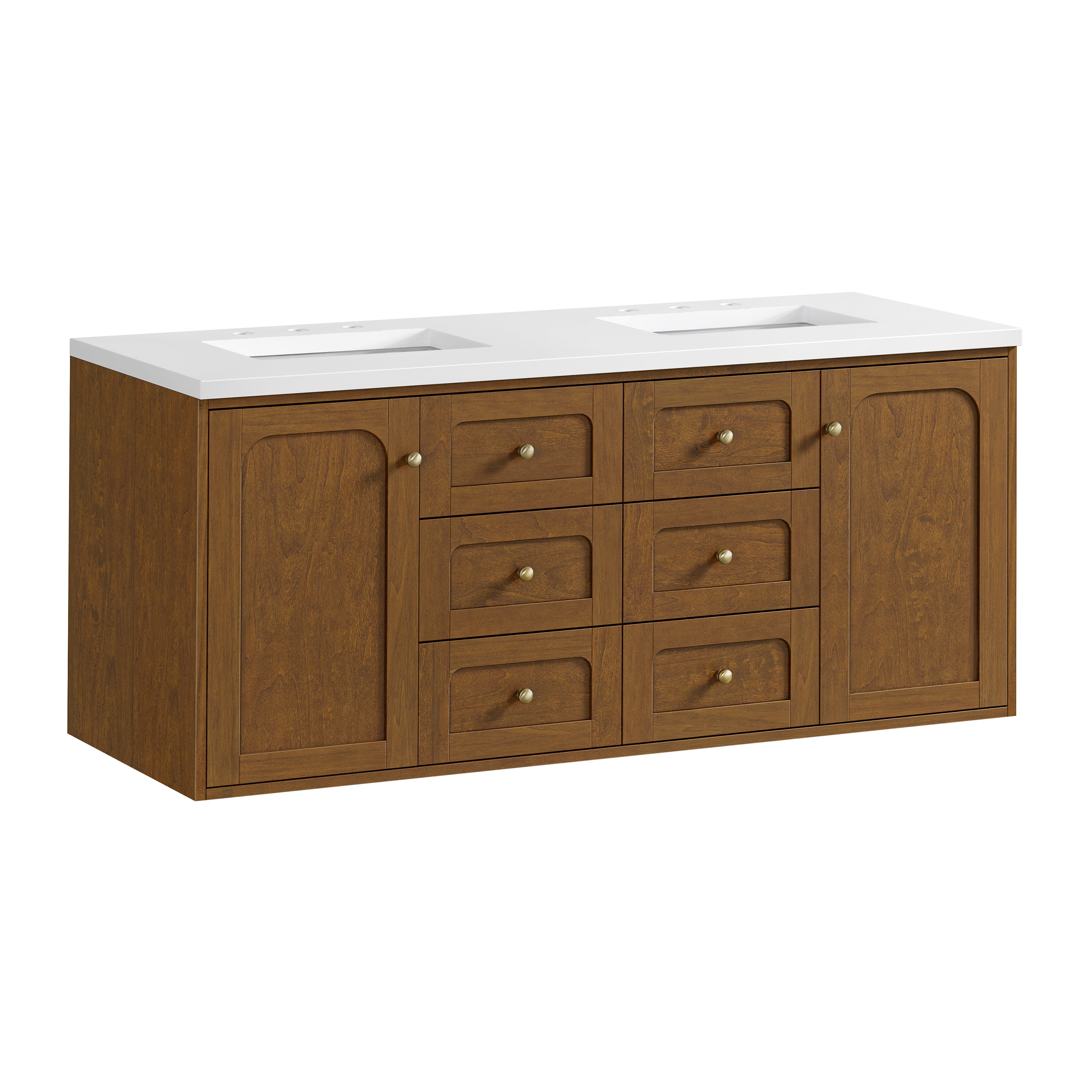 James Martin Laurent 60" Double Vanity in Honey Oak with 3cm Countertop