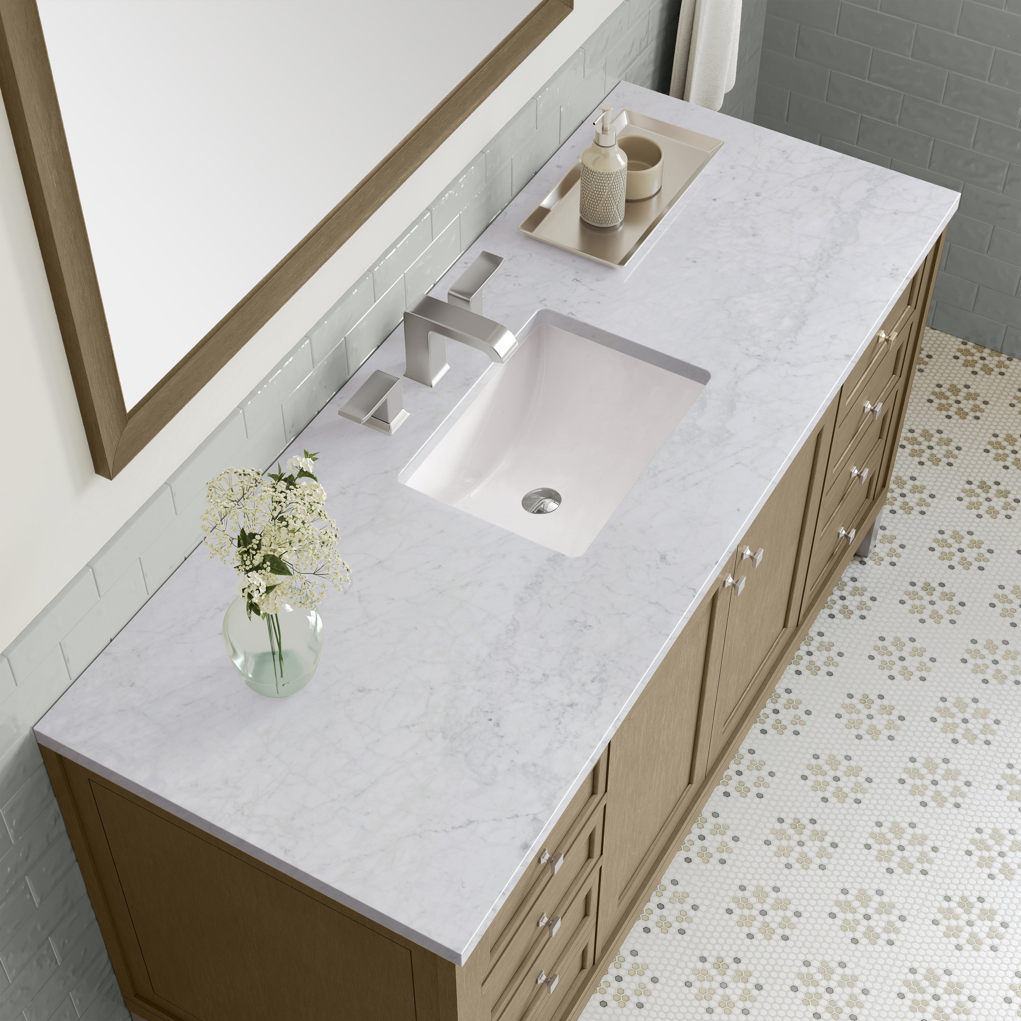 James Martin Chicago 60" Single Vanity in Walnut Whisper with 3cm Countertop