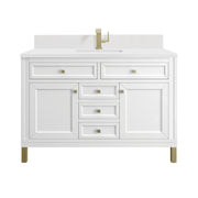 James Martin Chicago 48" Single Vanity in Glossy White with 3cm Countertop