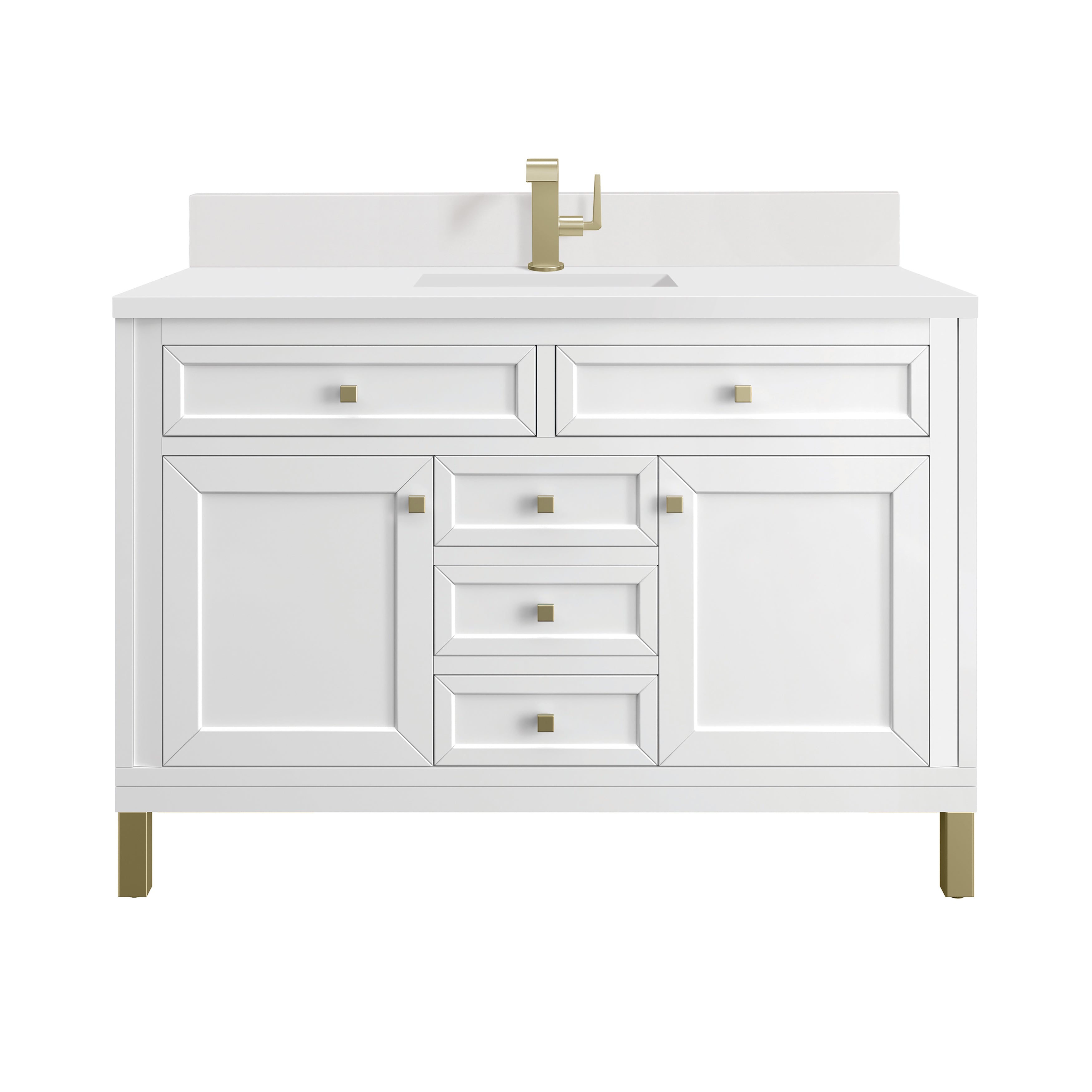 James Martin Chicago 48" Single Vanity in Glossy White with 3cm Countertop