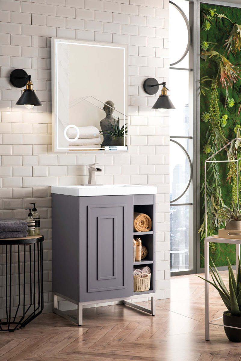 Alicante 24" Single Vanity with White Glossy Composite Stone Top
