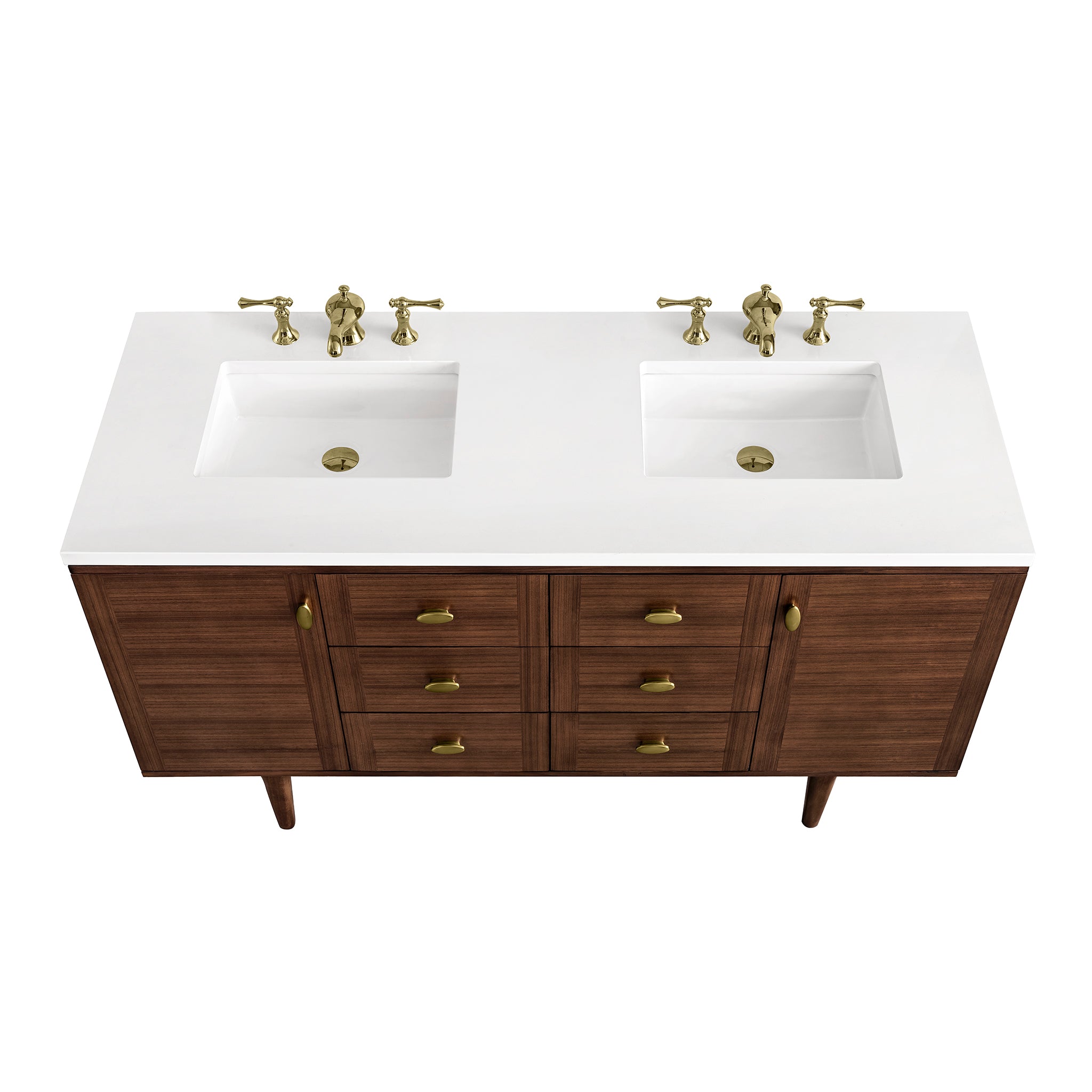 James Martin Amberly 60" Double Vanity in Mid-Century Walnut with 3cm Countertop