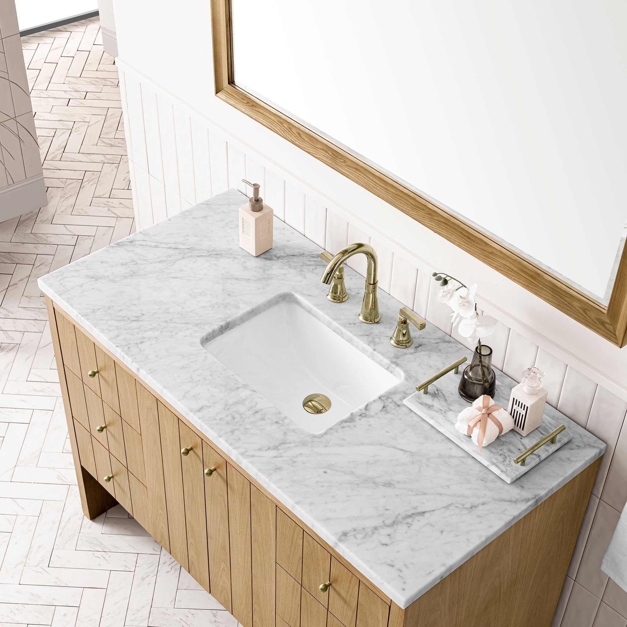 James Martin Hudson 48" Single Vanity in Light Natural Oak with 3cm Countertop