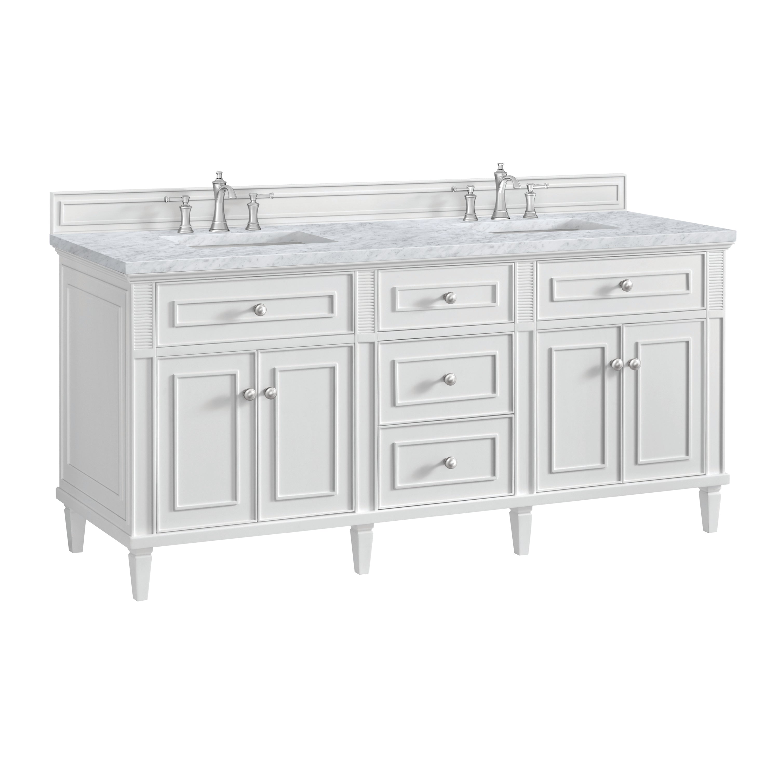 James Martin Lorelai 72" Double Vanity in Bright White with 3cm Countertop