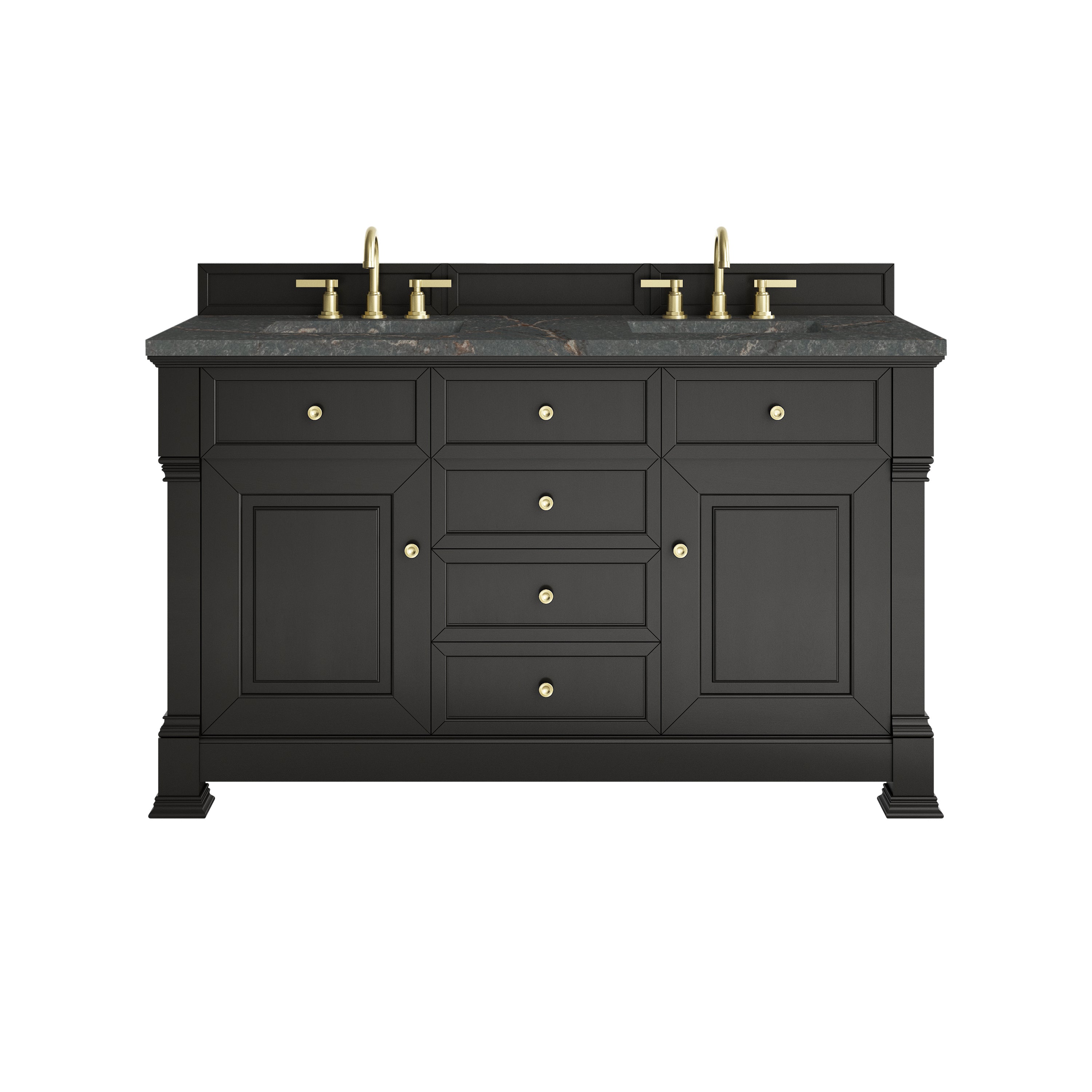 James Martin Brookfield 60" Double Vanity in Black Onyx with 3cm Countertop
