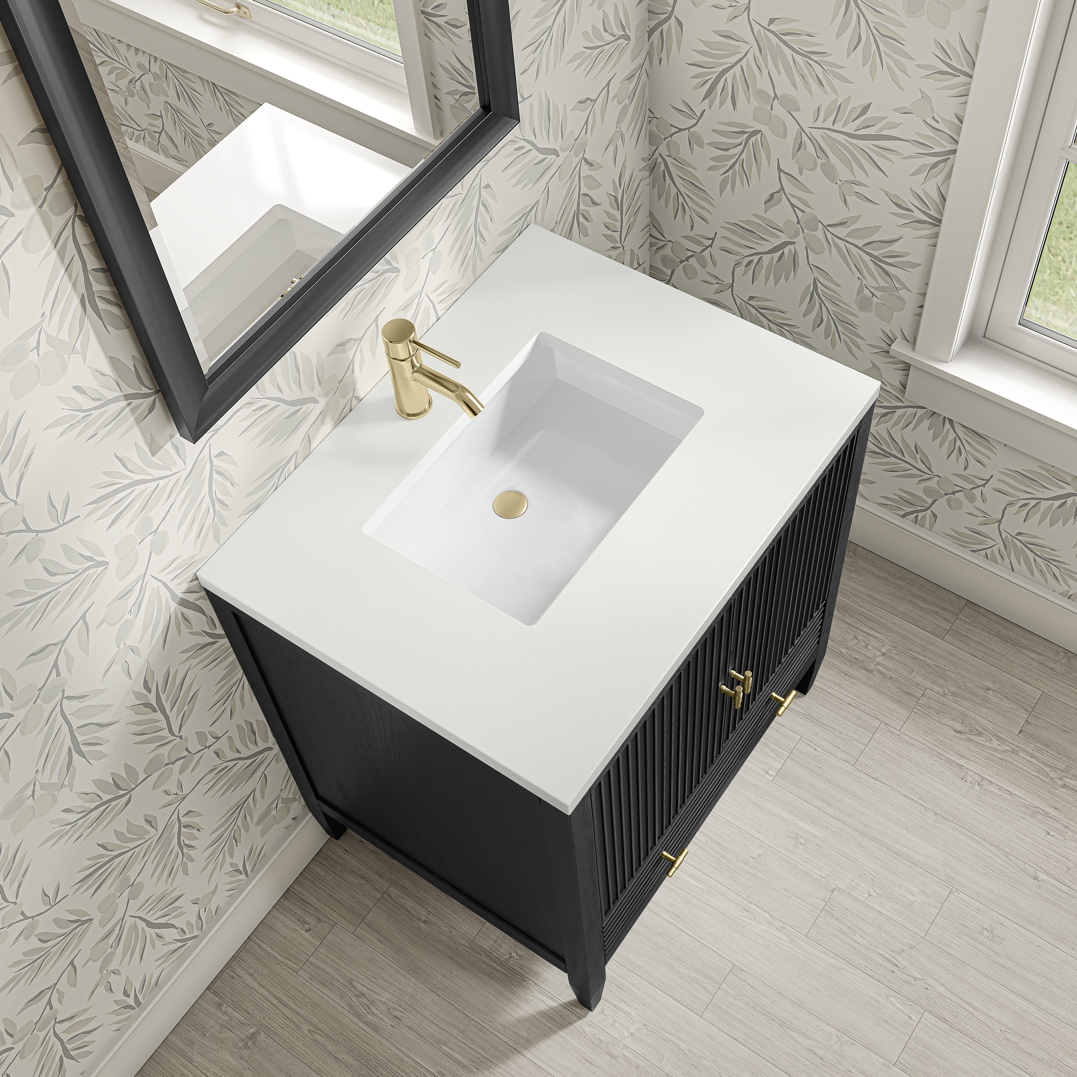 James Martin Myrrin 30" Single Vanity in Carbon Oak with 3cm Countertop