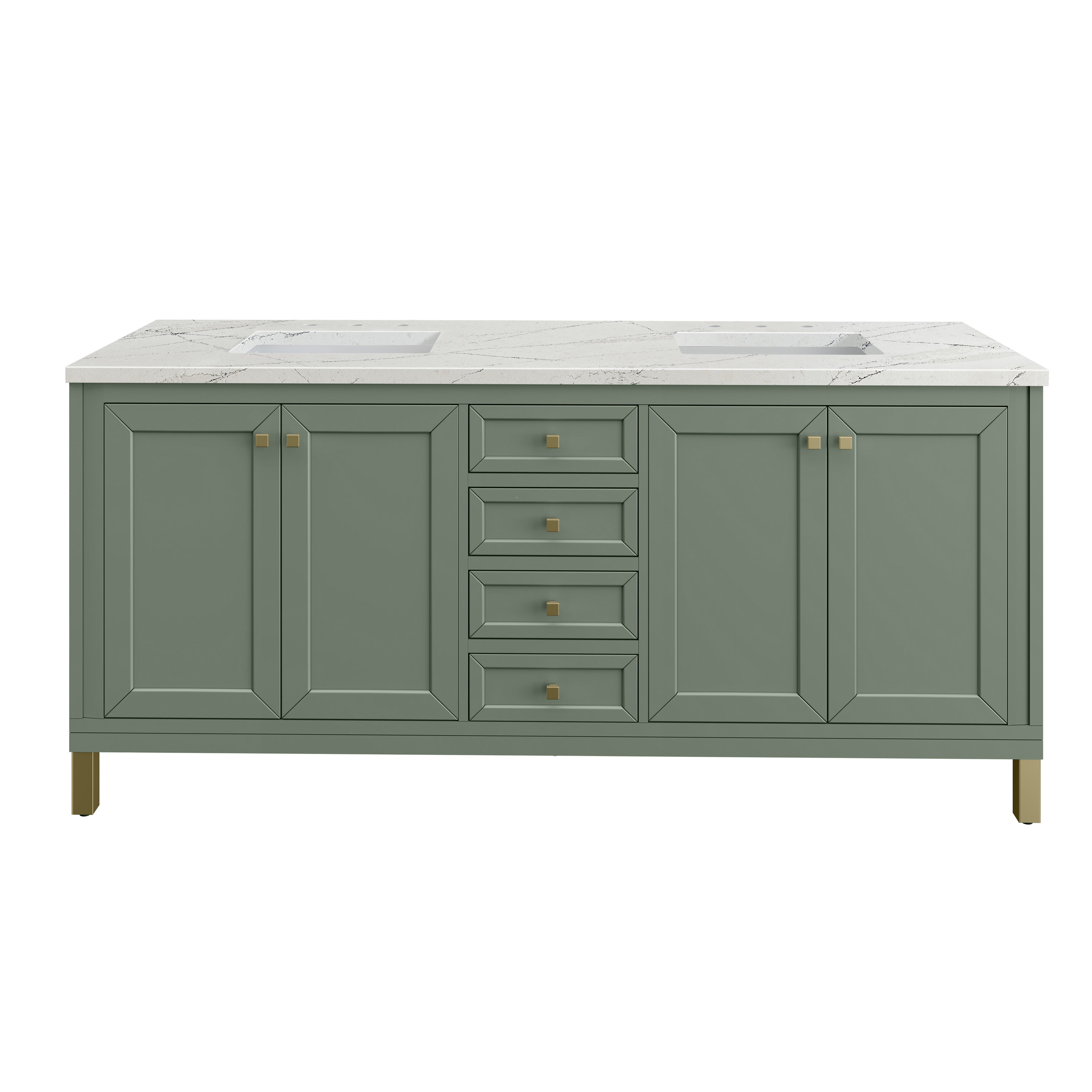James Martin Chicago 72" Double Vanity in Smokey Celadon with 3cm Countertop