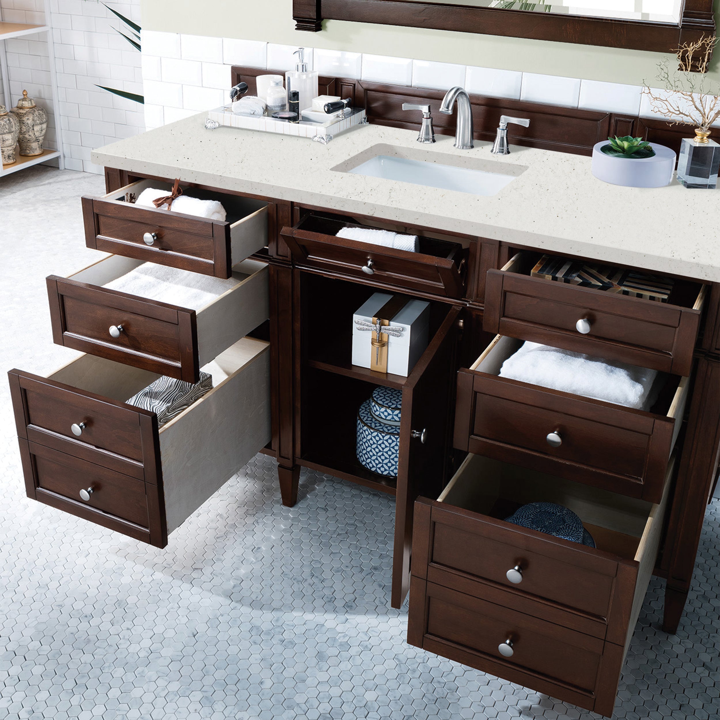 James Martin Brittany 60" Single Vanity in Burnished Mahogany with 3cm Countertop