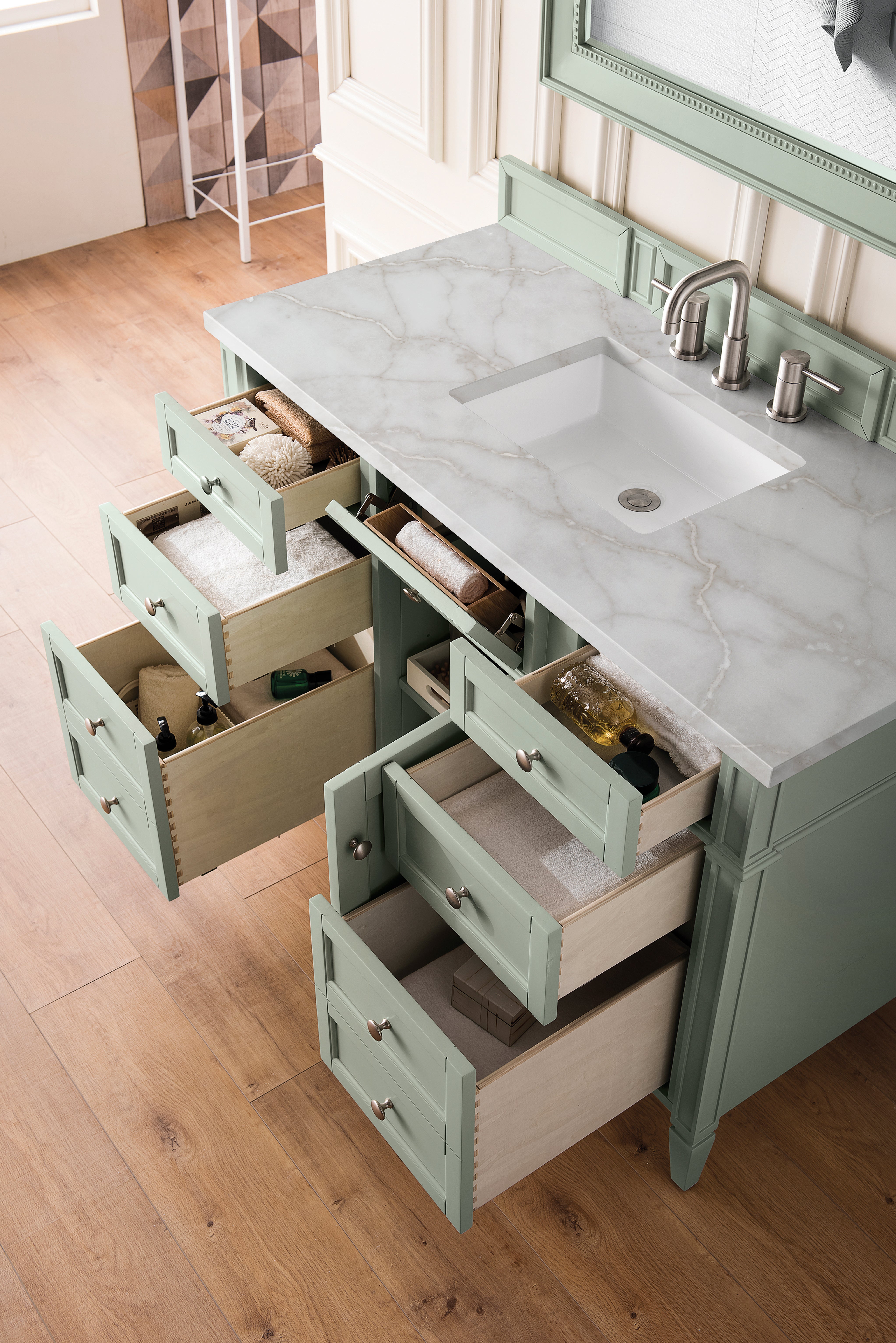 James Martin Brittany 48" Single Vanity in Sage Green with 3cm Countertop