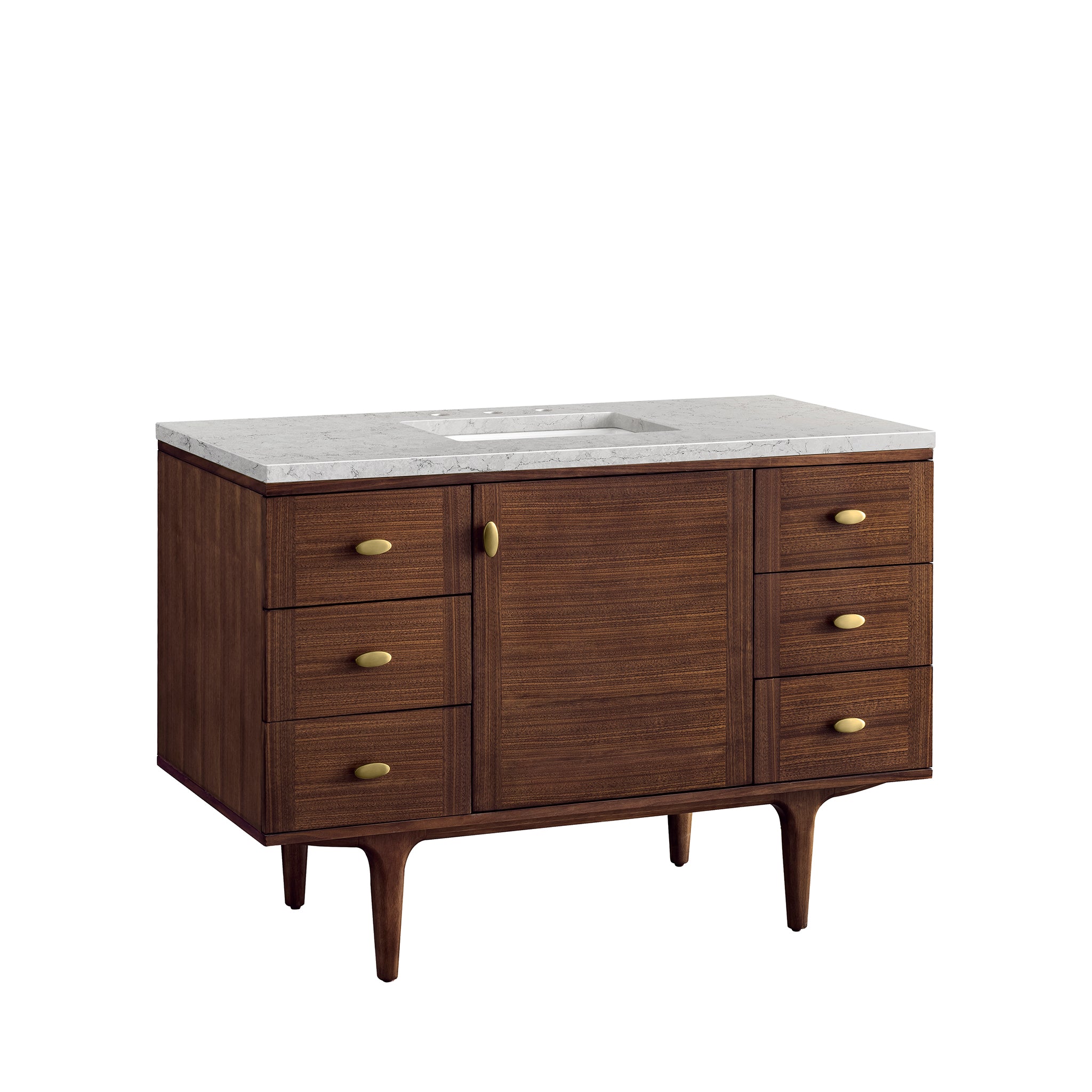 James Martin Amberly 48" Single Vanity in Mid-Century Walnut with 3cm Countertop and FreePower Wireless Charger