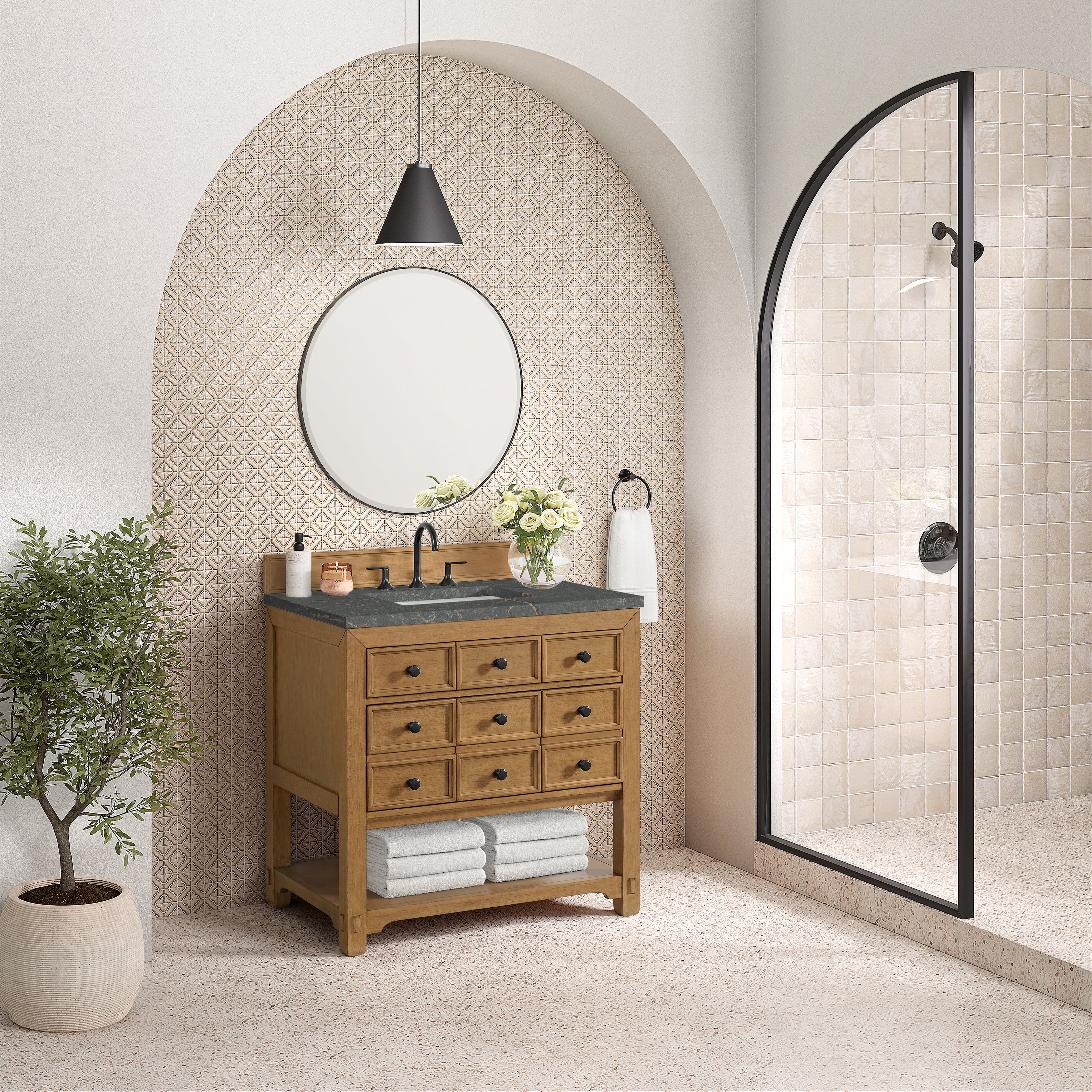 James Martin Malibu 36" Single Vanity in Amber Birch with 3cm Countertop