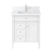 James Martin Brittany 30" Single Vanity in Bright White with 3cm Countertop