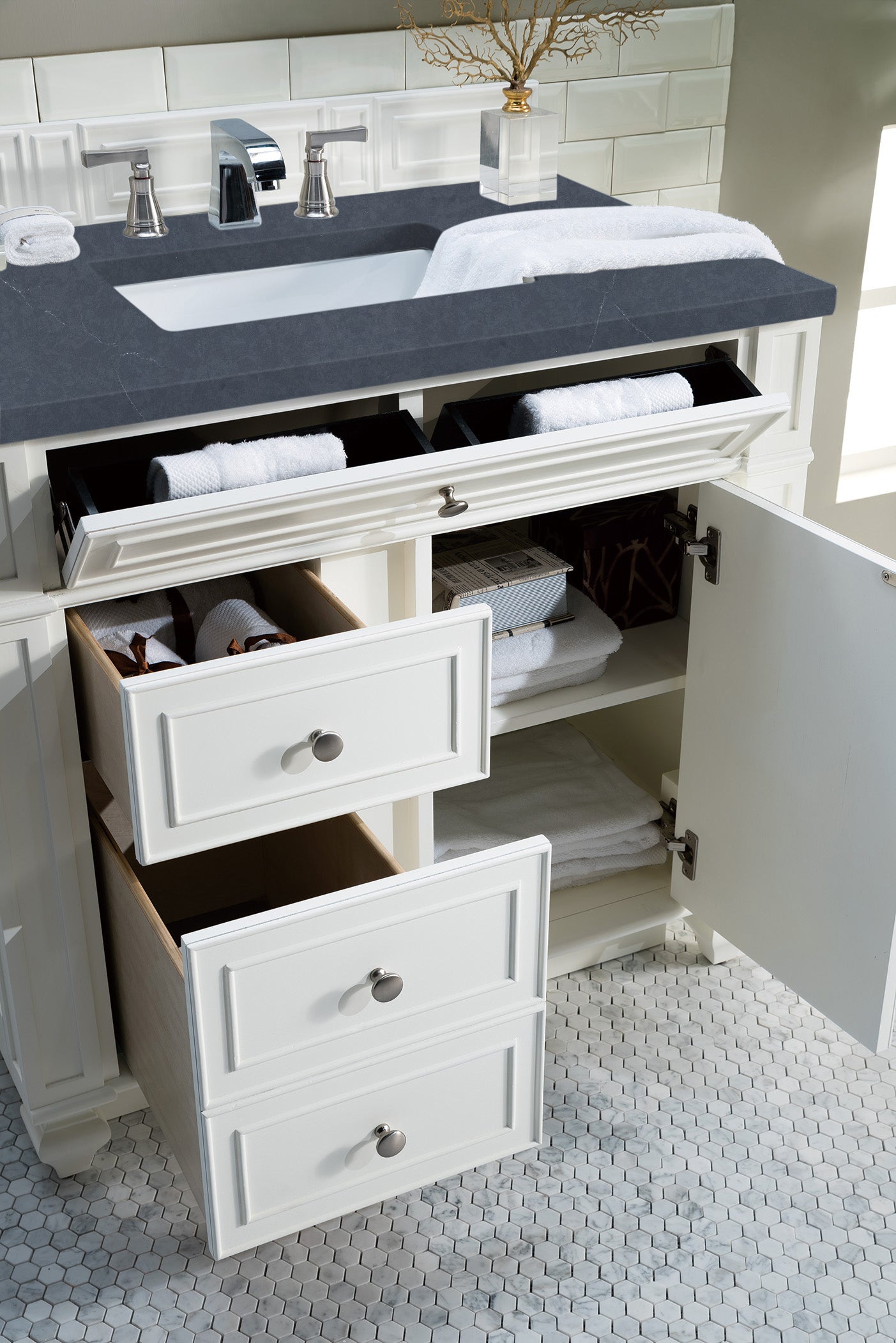 James Martin Bristol 36" Single Vanity in Bright White with 3cm Countertop