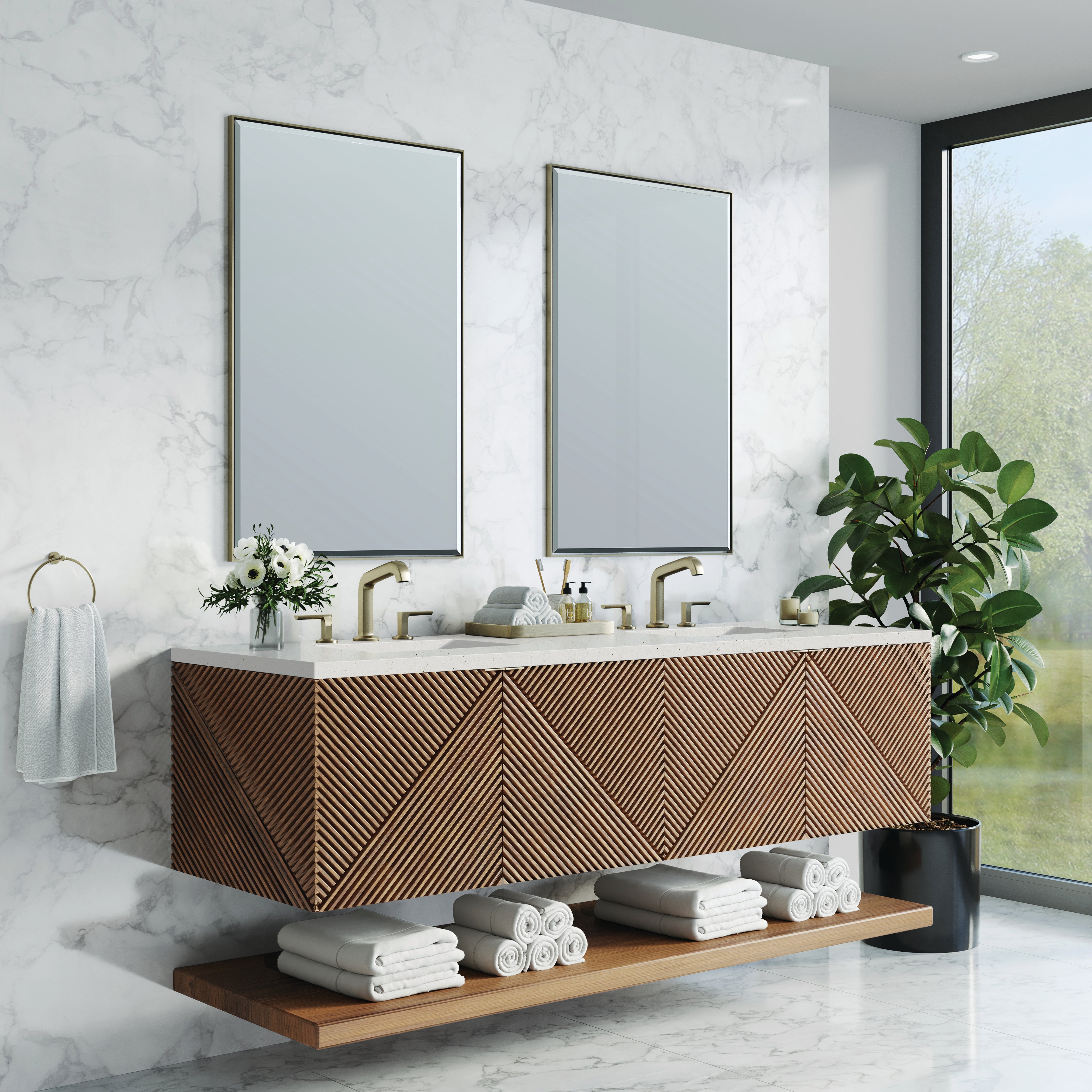 James Martin Marcello 72" Double Vanity in Chestnut with 3cm Countertop