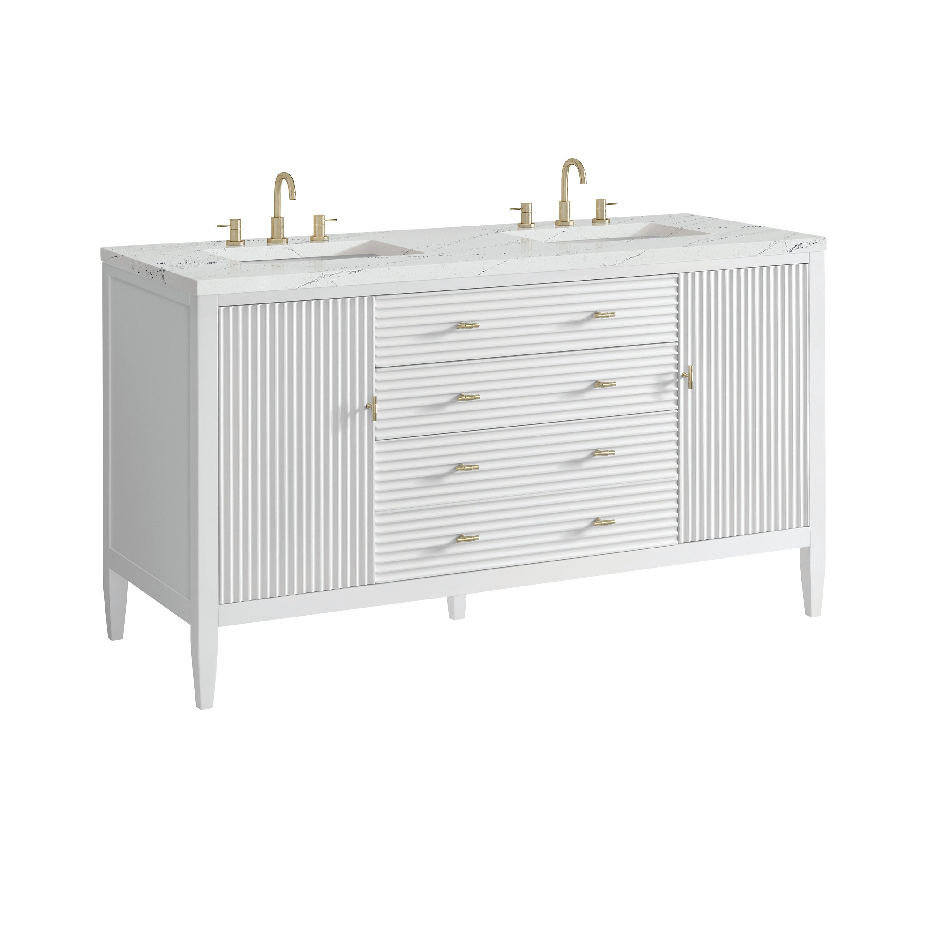 James Martin Myrrin 60" Double Vanity in Bright White with 3cm Countertop