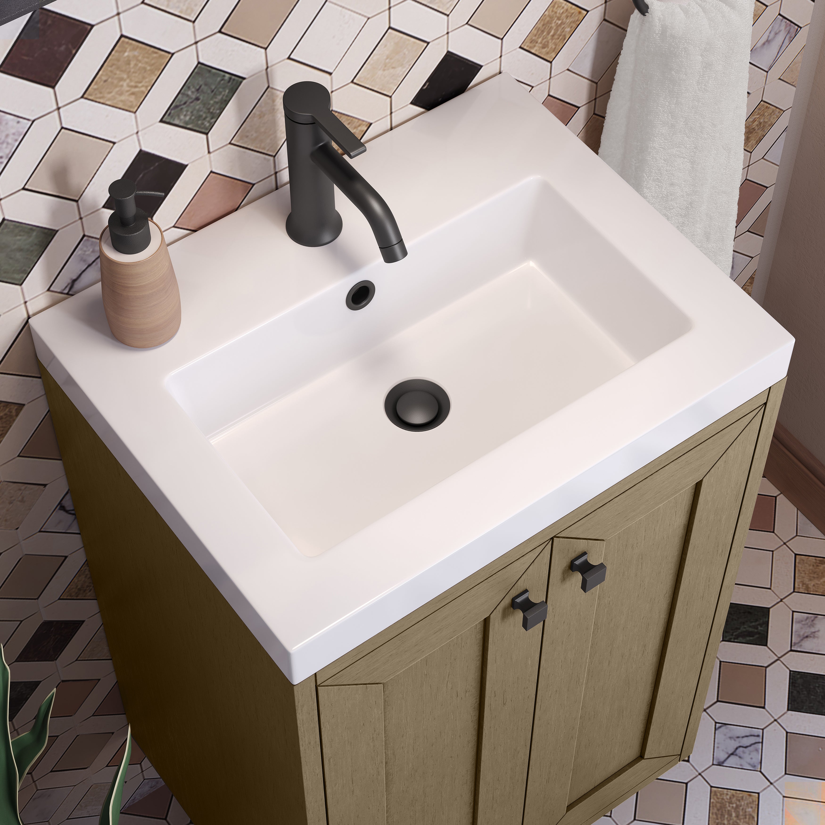 James Martin Chianti 20" Single Vanity in Glossy White with White Glossy Composite Stone Top
