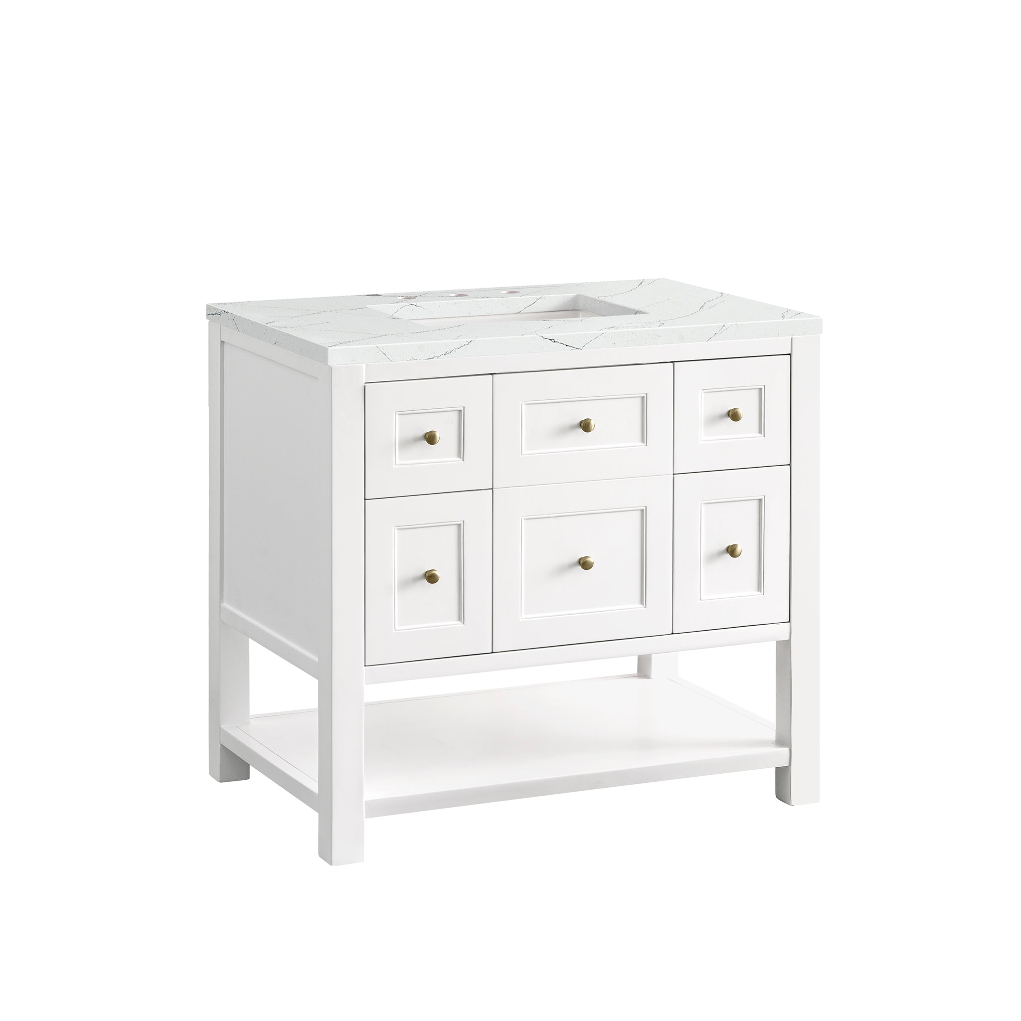 James Martin Breckenridge 36" Single Vanity in Bright White with 3cm Countertop