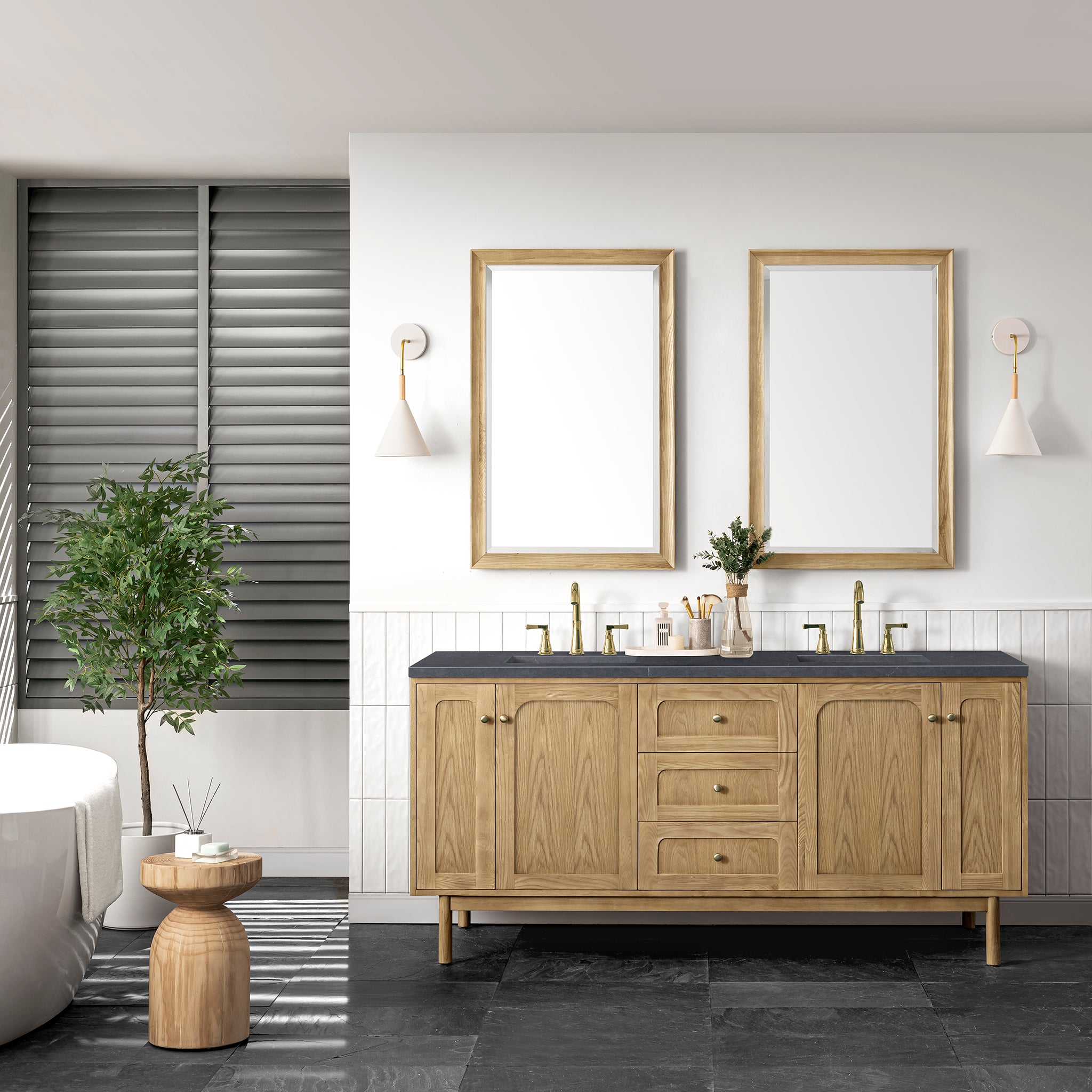 James Martin Laurent 72" Double Vanity in Light Natural Oak with 3cm Countertop