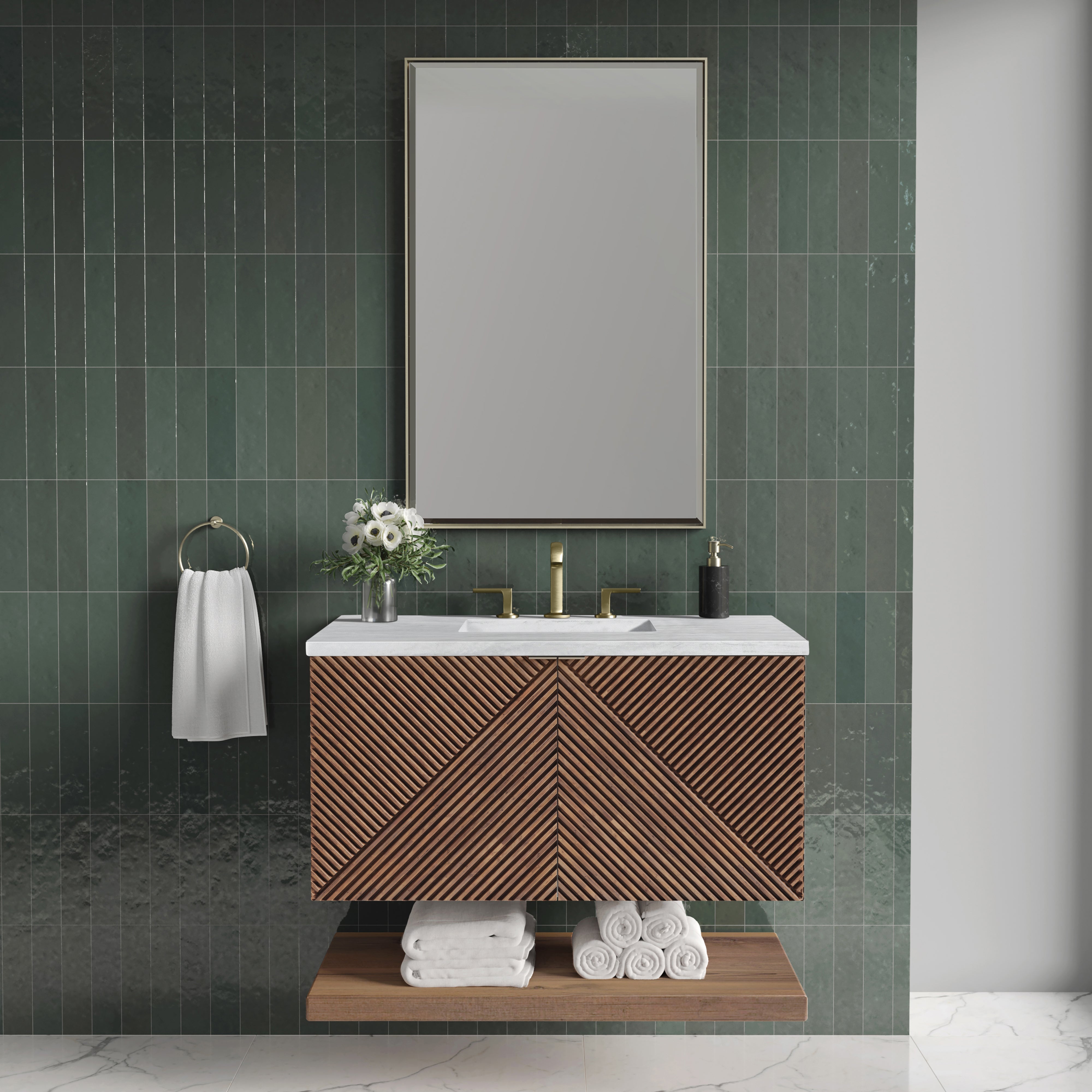 James Martin Marcello 36" Single Vanity in Chestnut with 3cm Countertop