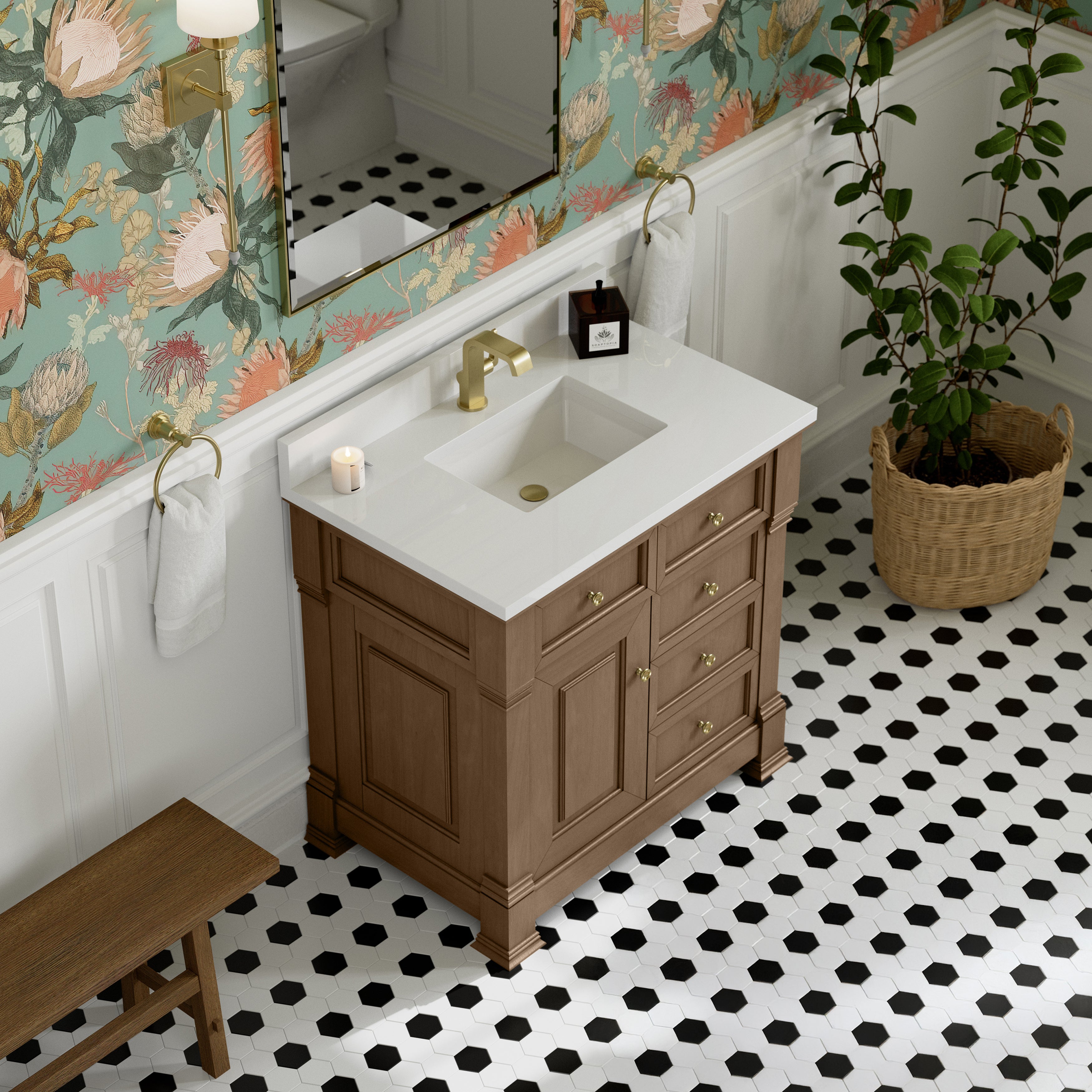 James Martin Brookfield 36" Single Vanity in Pecan with 3cm Countertop