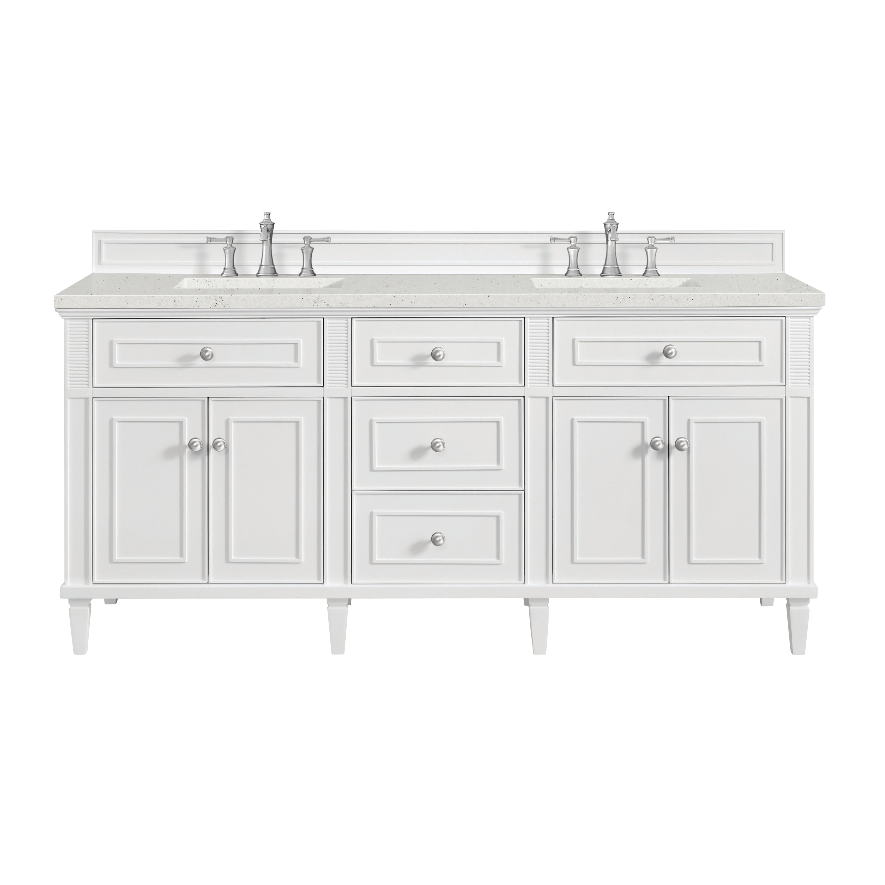 James Martin Lorelai 72" Double Vanity in Bright White with 3cm Countertop