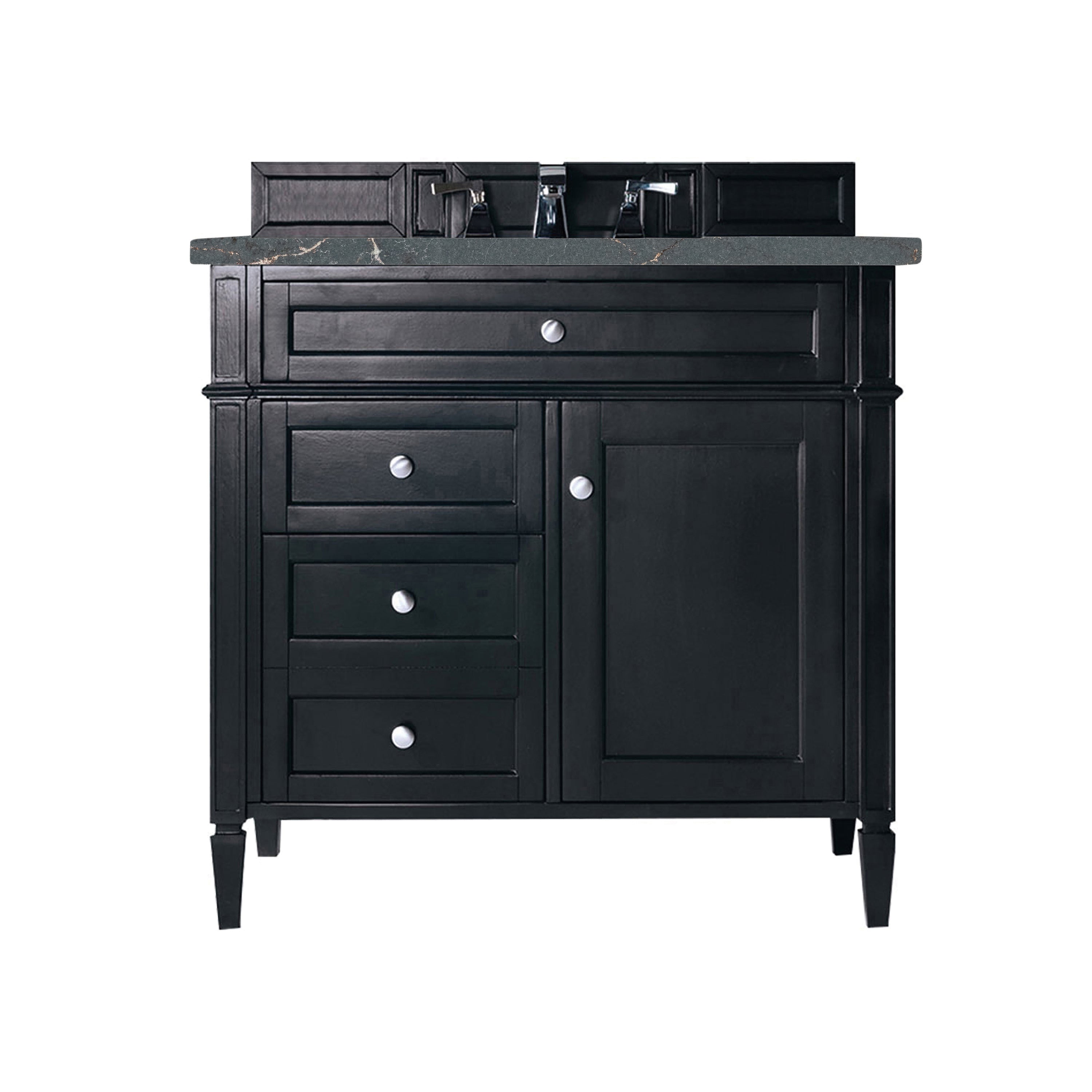 James Martin Brittany 36" Single Vanity in Black Onyx with 3cm Countertop