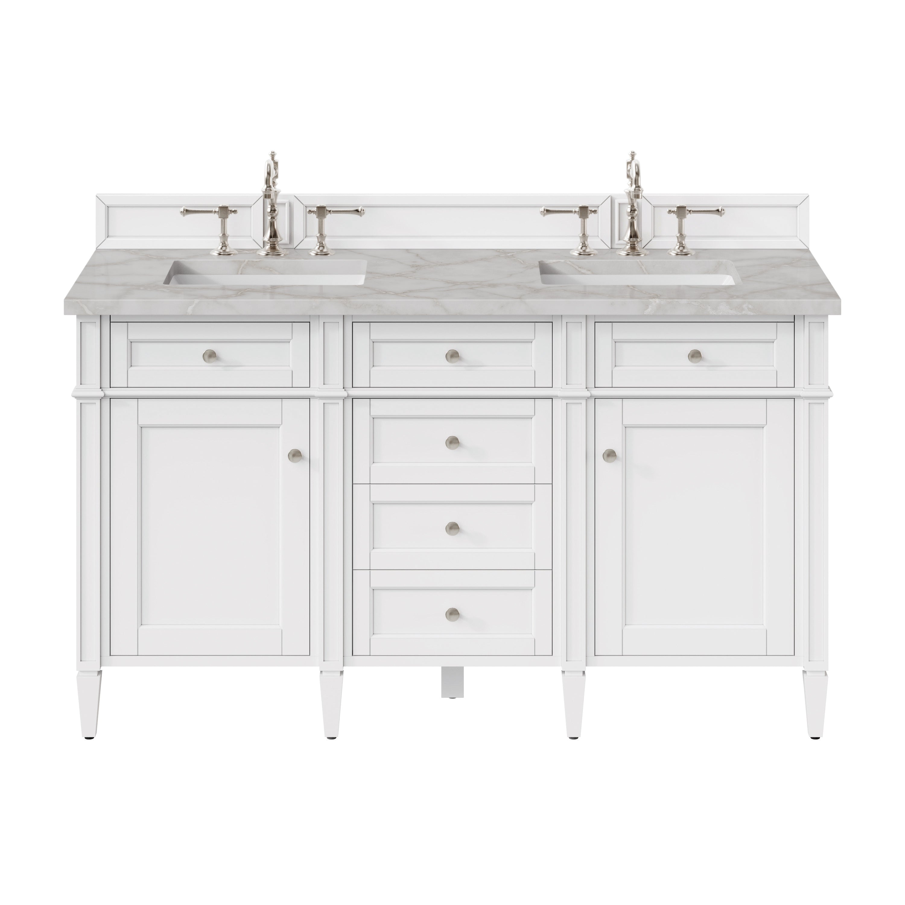 James Martin Brittany 60" Double Vanity in Bright White with 3cm Countertop