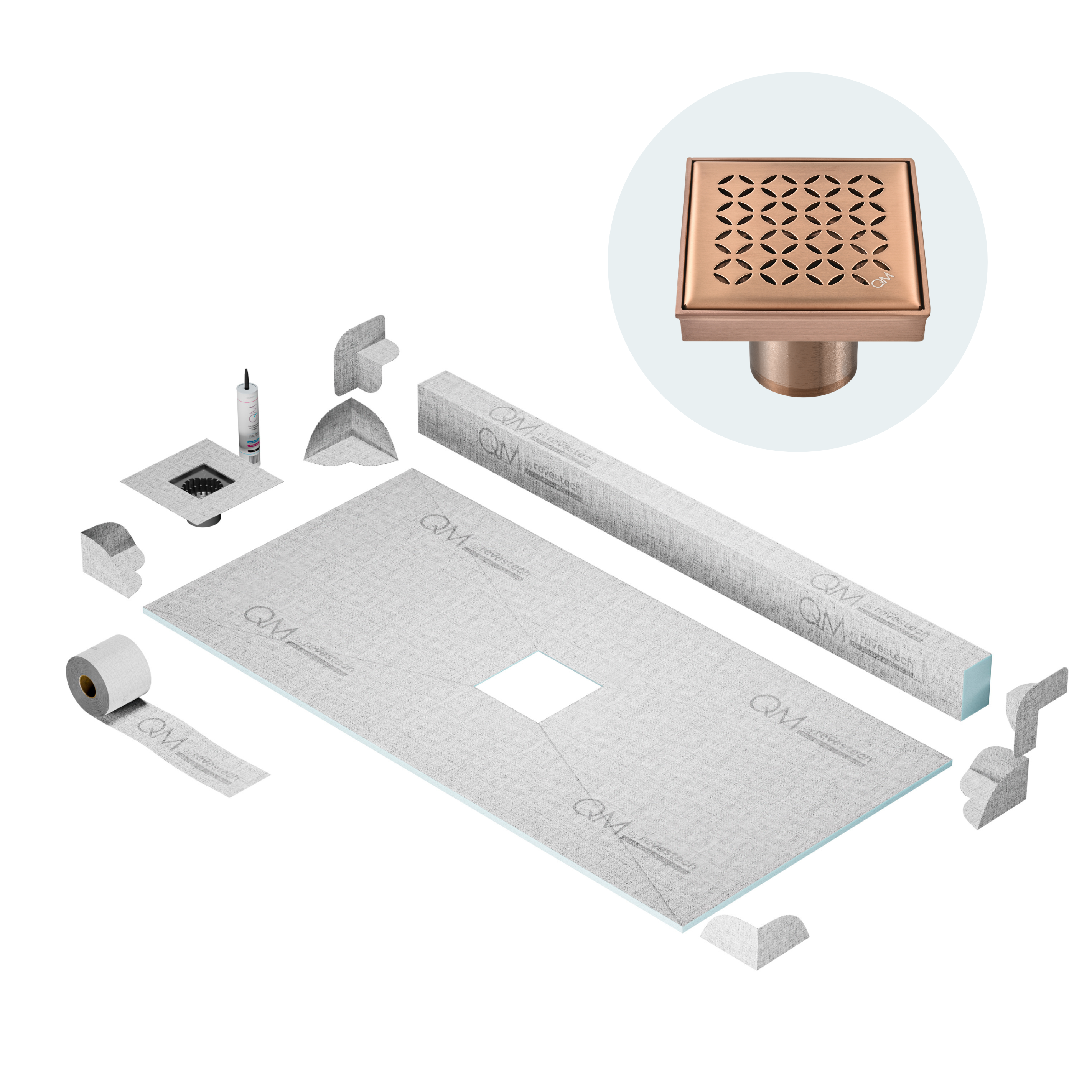 Curb Lotus Shower Pan Kit Square drain