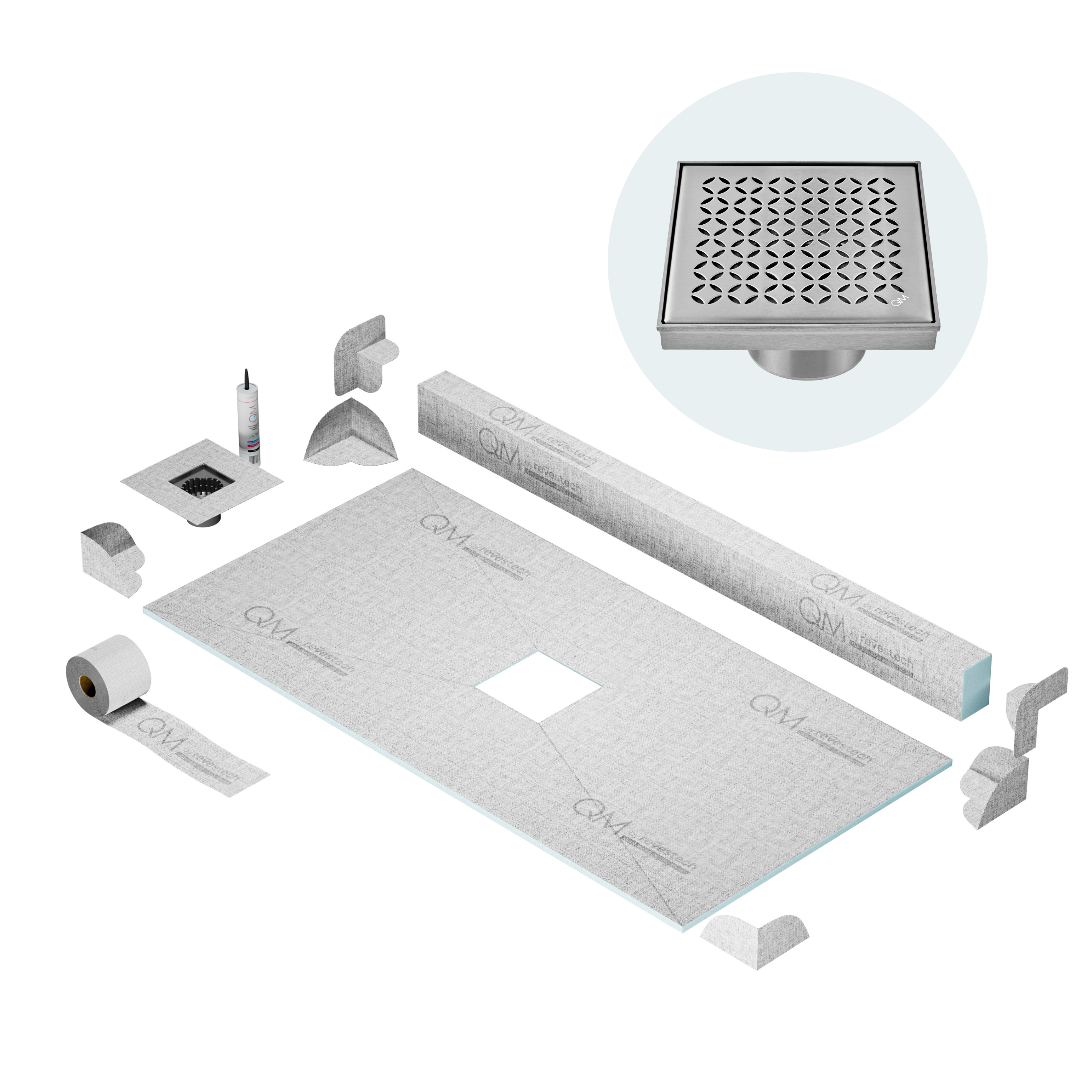 Curb Lotus Shower Pan Kit Square drain