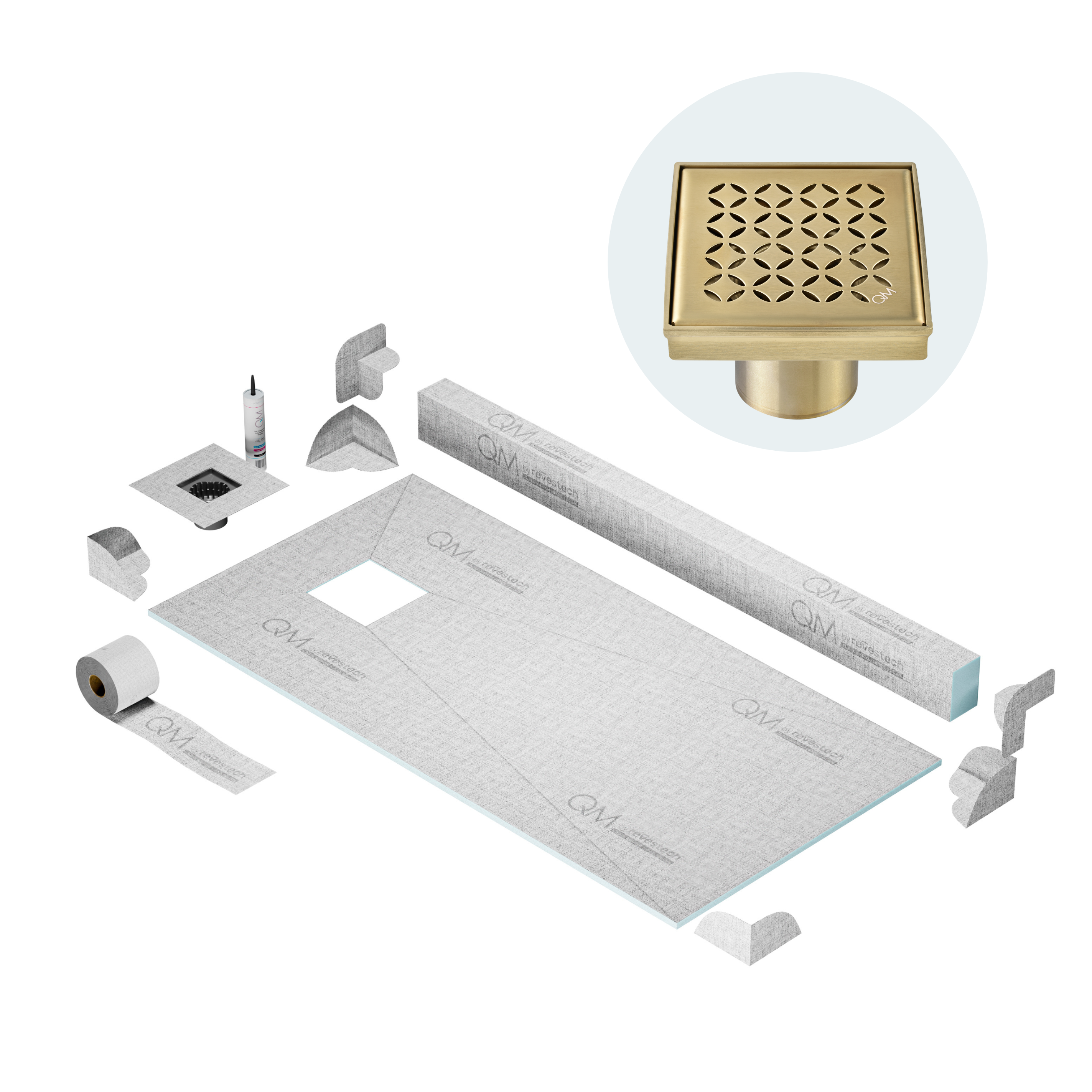 Curb Lotus Shower Pan Kit Square drain