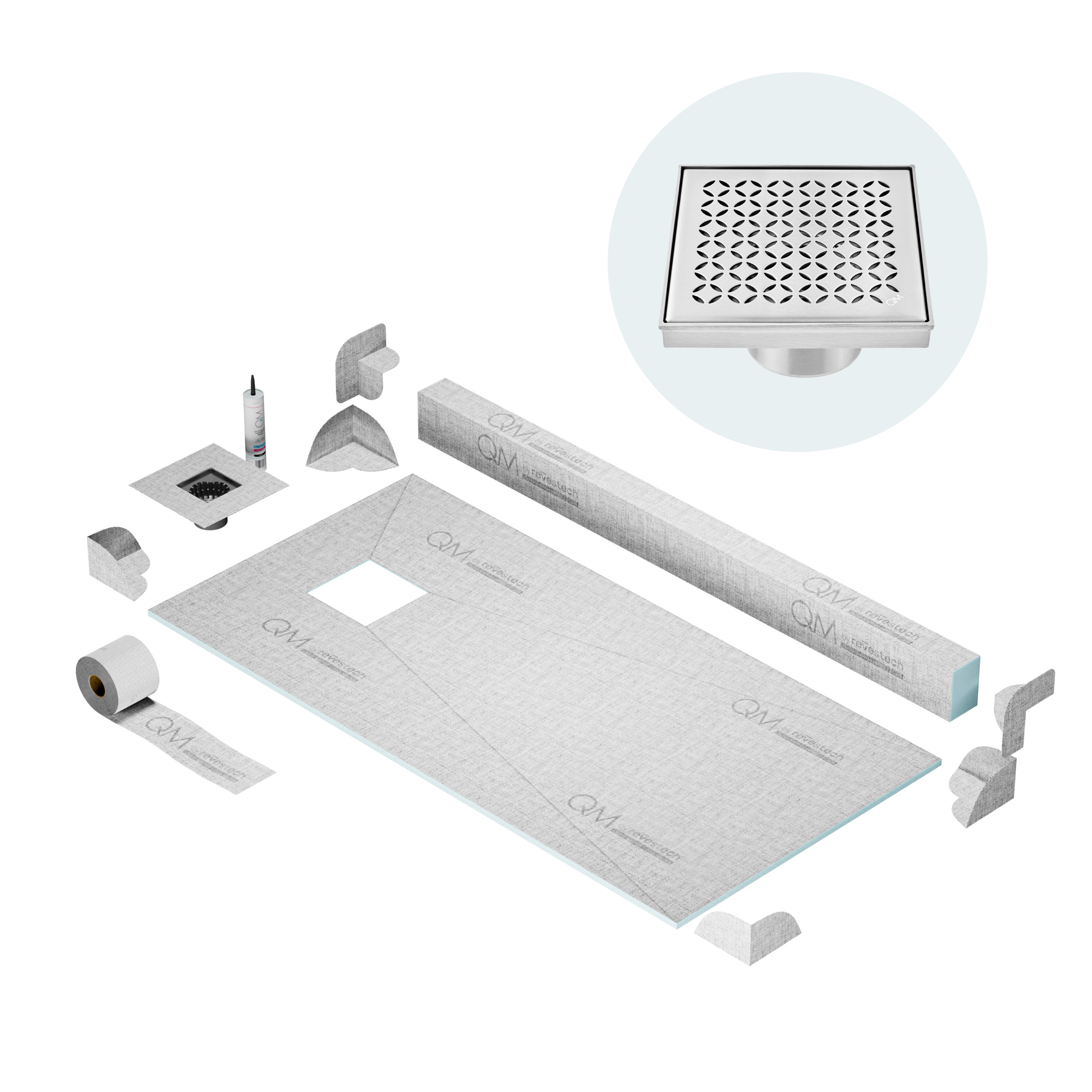 Curb Lotus Shower Pan Kit Square drain