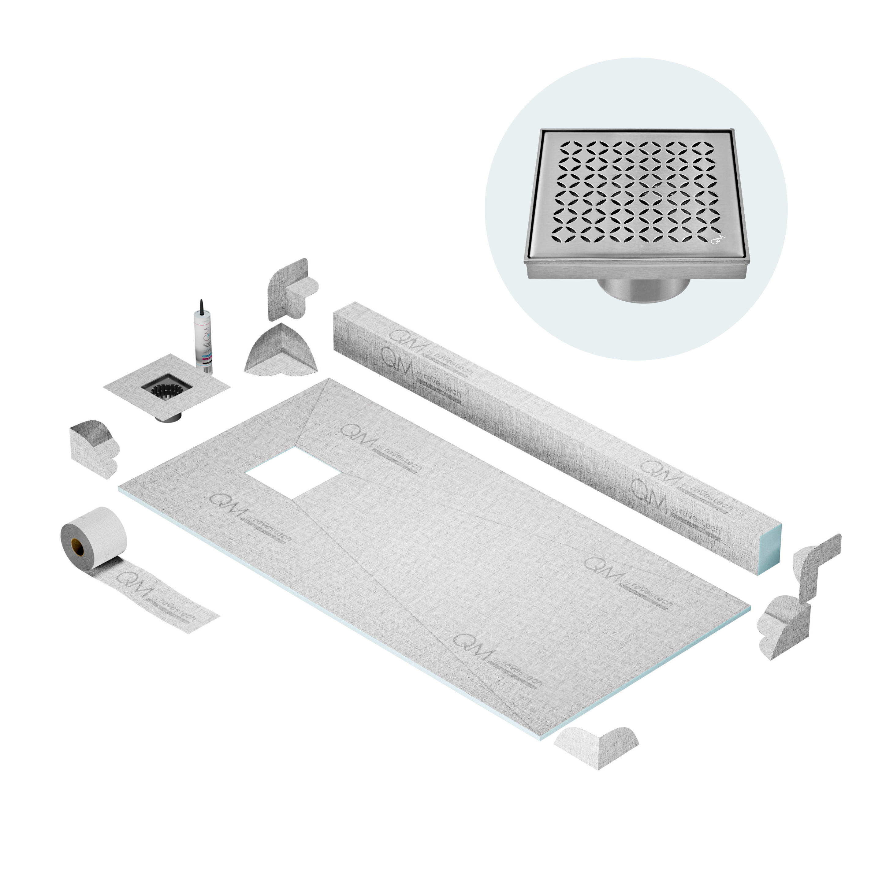Curb Lotus Shower Pan Kit Square drain