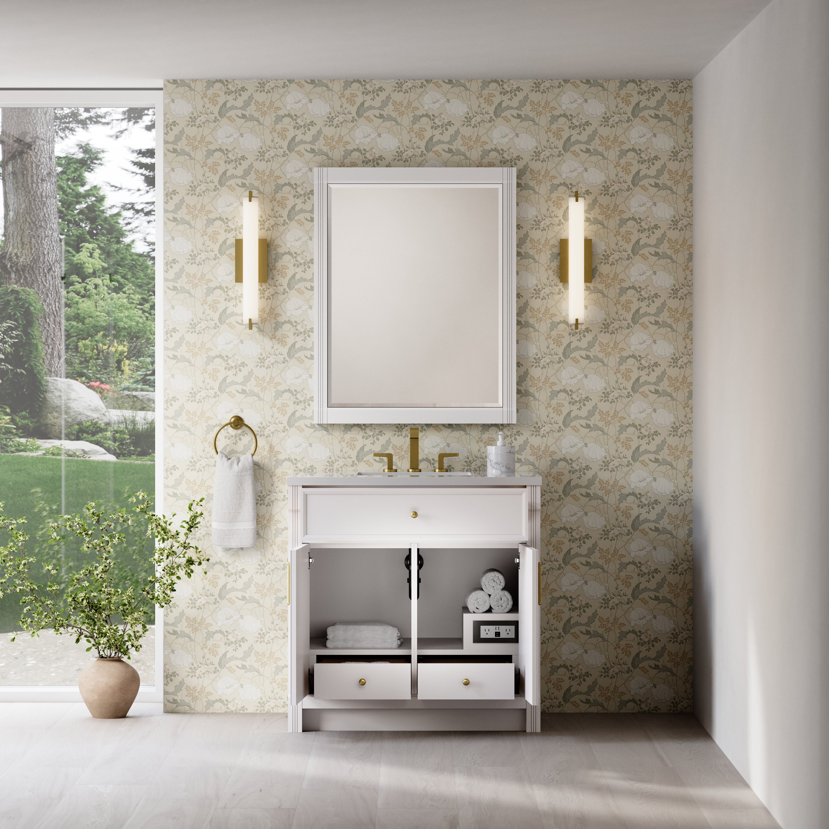 James Martin Bellshire 36" Single Vanity in Bright White with 3cm Countertop