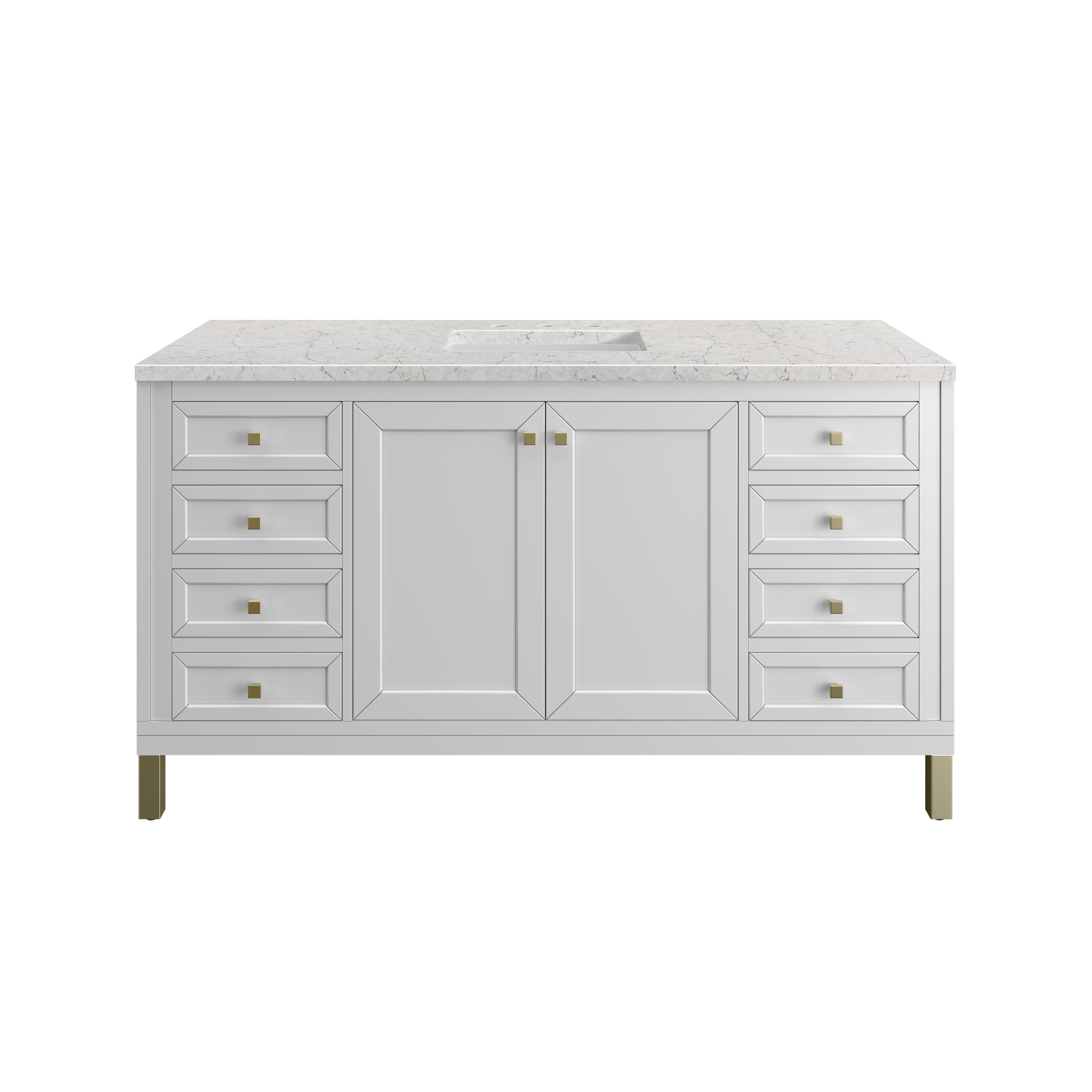 James Martin Chicago 60" Single Vanity in Glossy White with 3cm Countertop