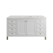 James Martin Chicago 60" Single Vanity in Glossy White with 3cm Countertop and FreePower Wireless Charger