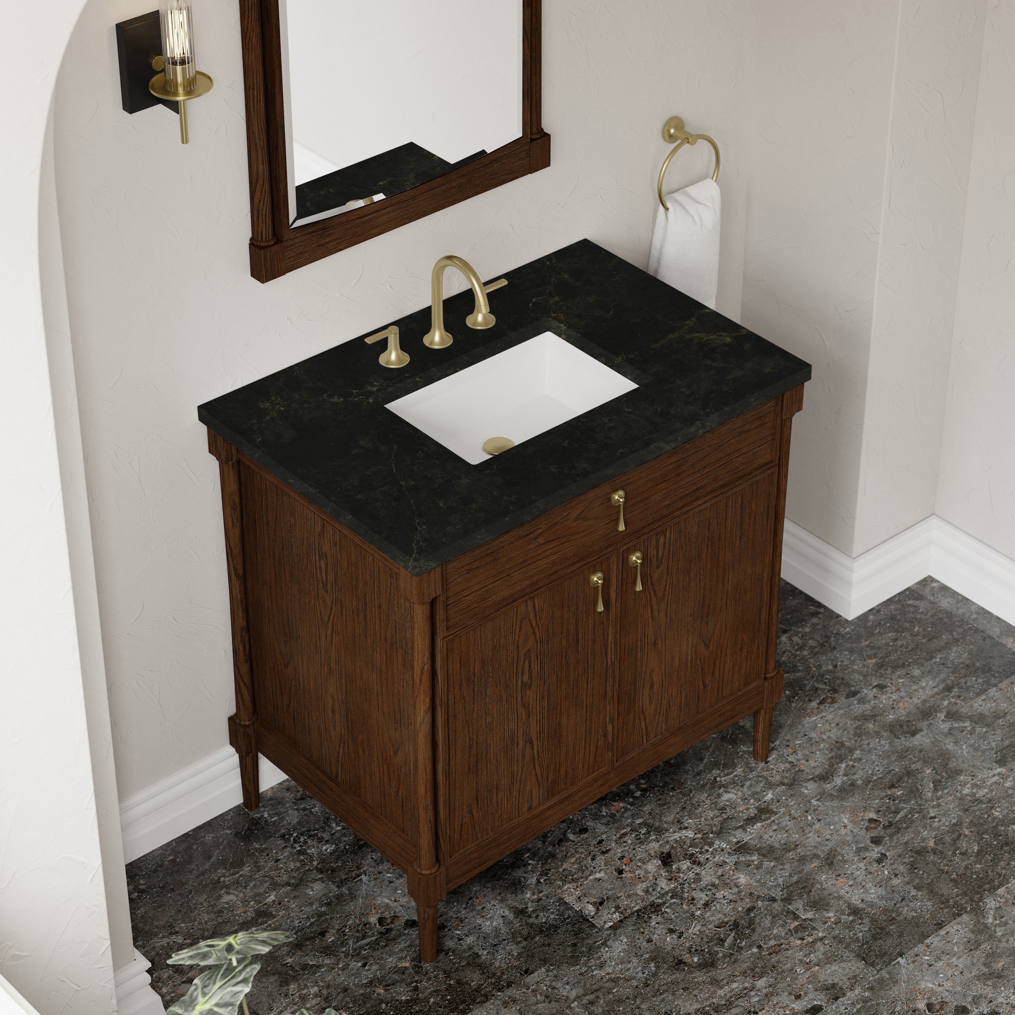 James Martin Kinnsden 36" Single Vanity in Sable Oak with 3cm Countertop