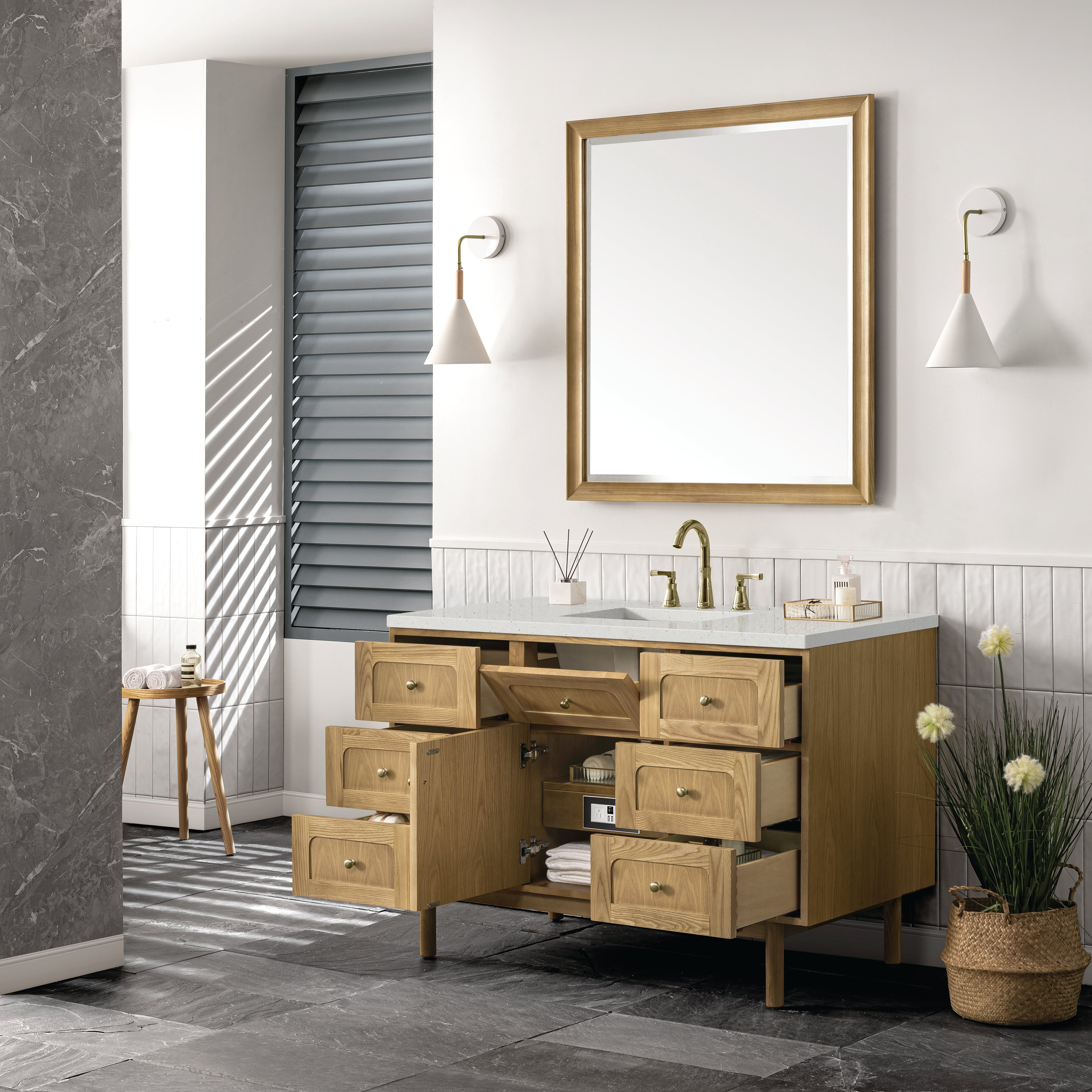 James Martin Laurent 48" Single Vanity in Light Natural Oak with 3cm Countertop
