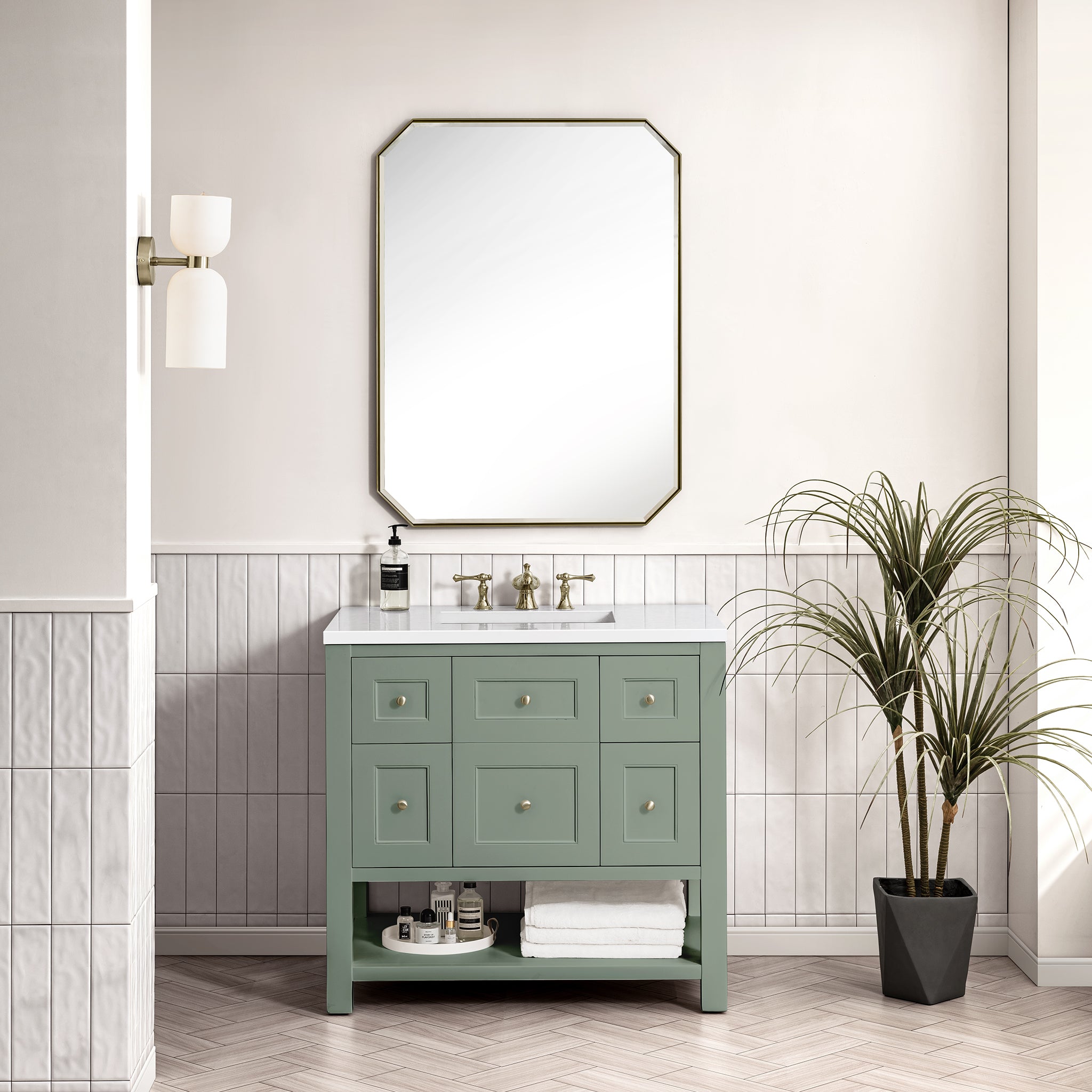 James Martin Breckenridge 36" Single Vanity in Smokey Celadon with 3cm Countertop