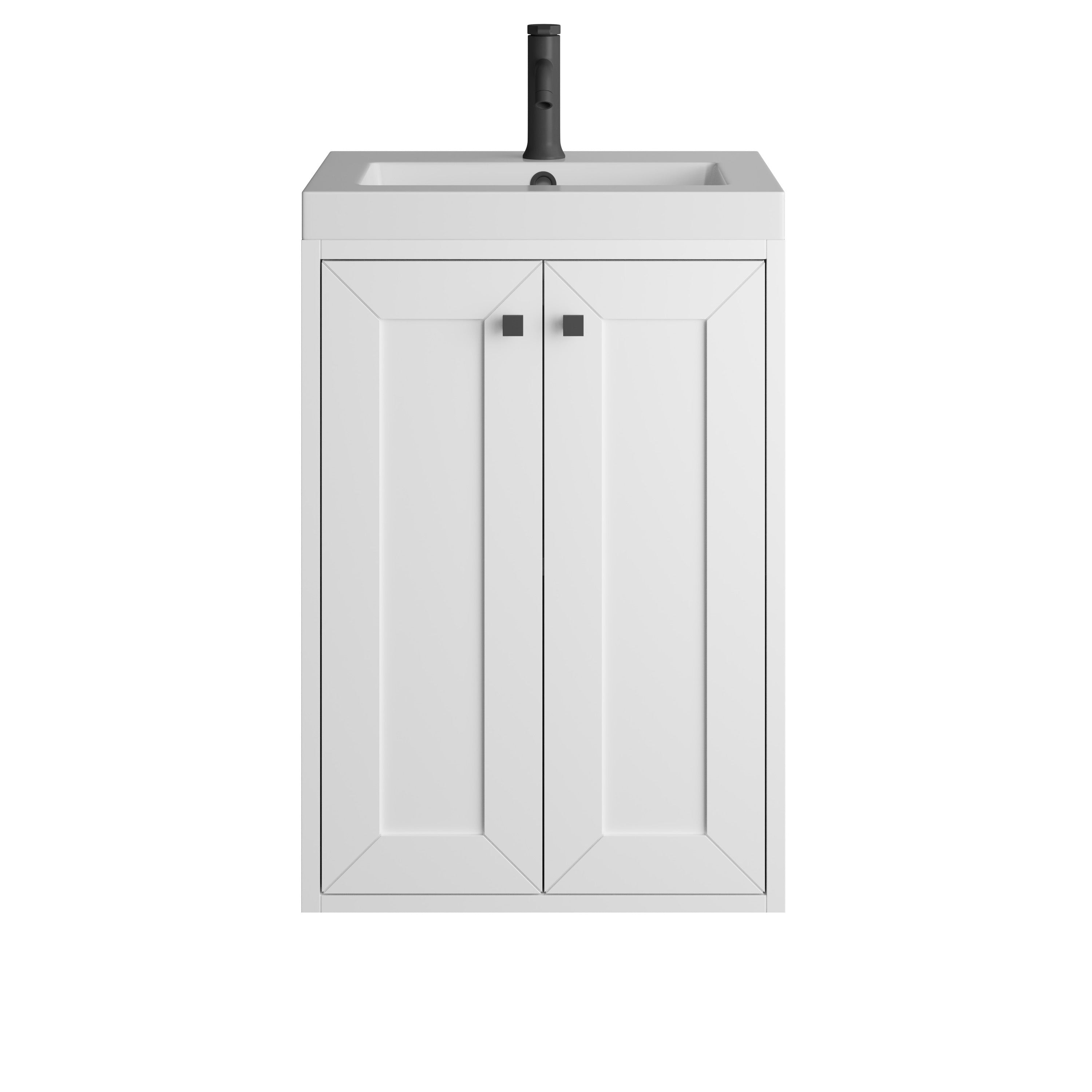 James Martin Chianti 20" Single Vanity in Glossy White with White Glossy Composite Stone Top