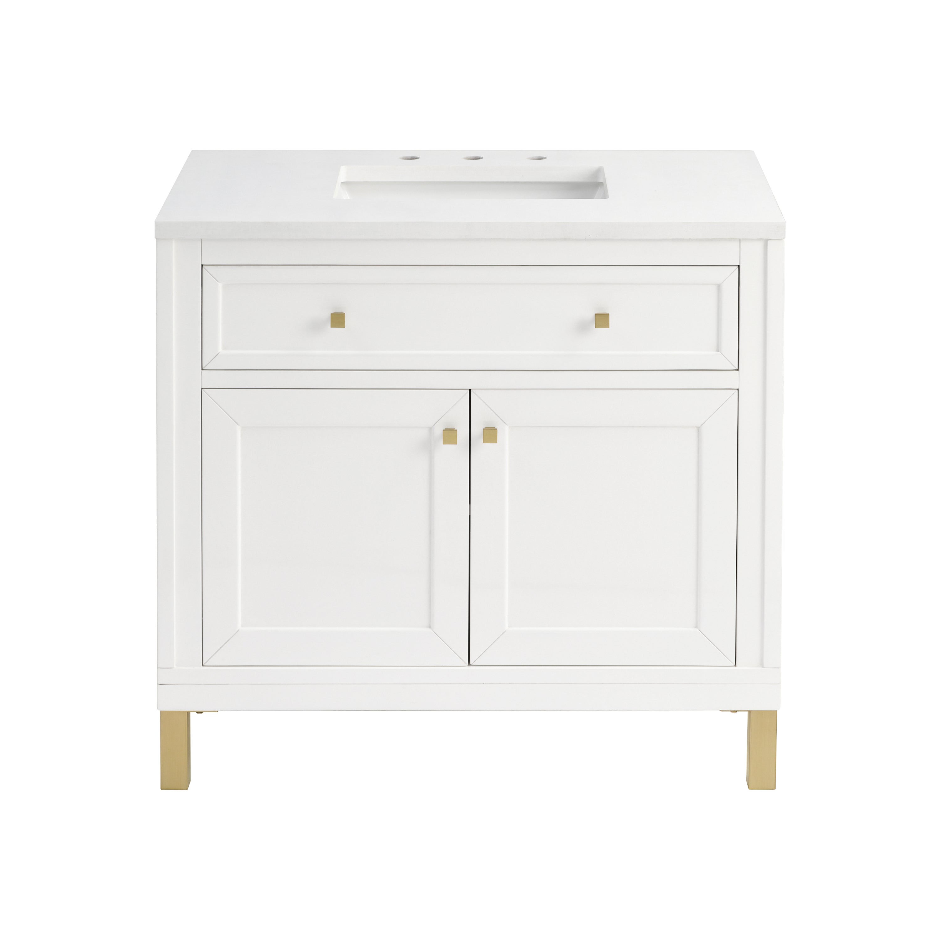 James Martin Chicago 36" Single Vanity in Glossy White with 3cm Countertop